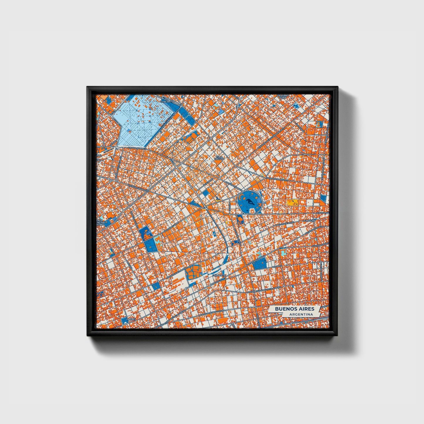 Buenos Aires Argentina Colorful City Map Canvas Print • Black Framed