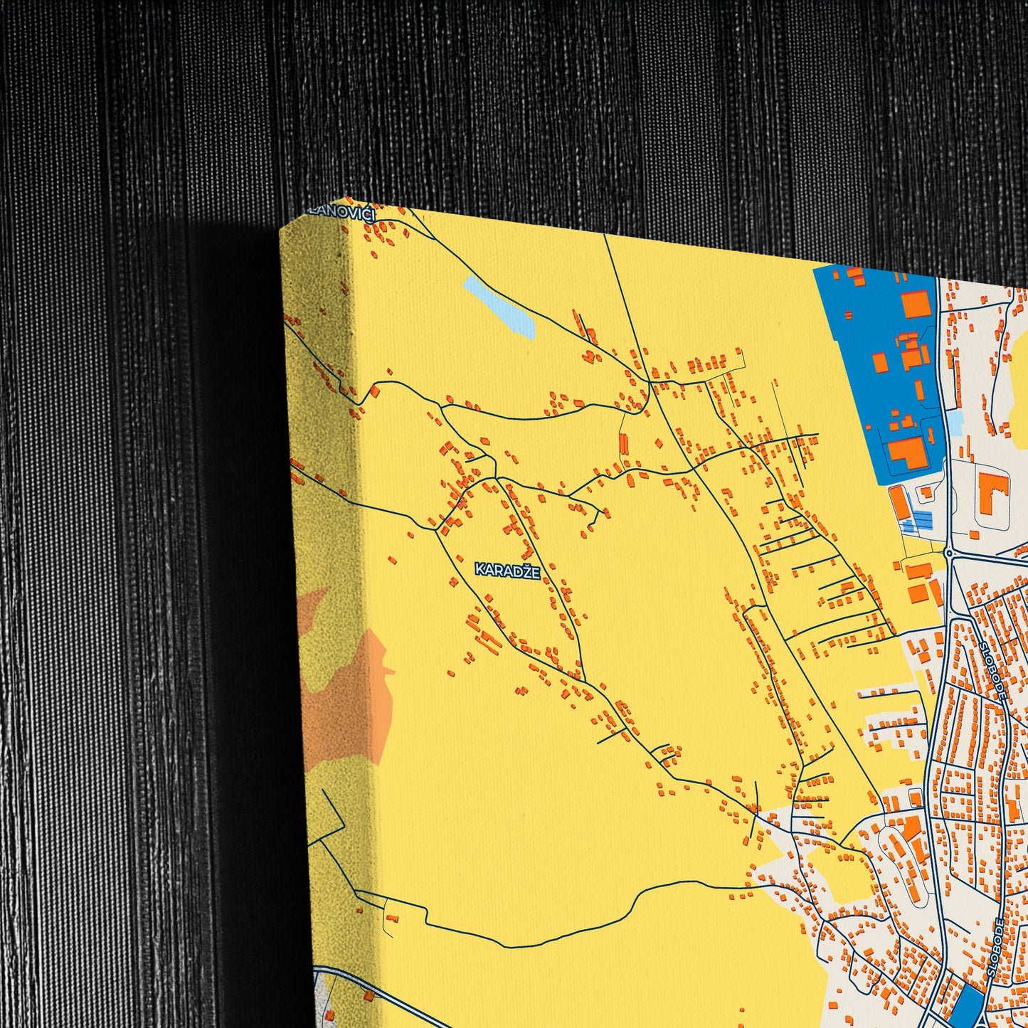 Bugojno Bosnia And Herzegovina Colorful City Map Canvas Print Detail