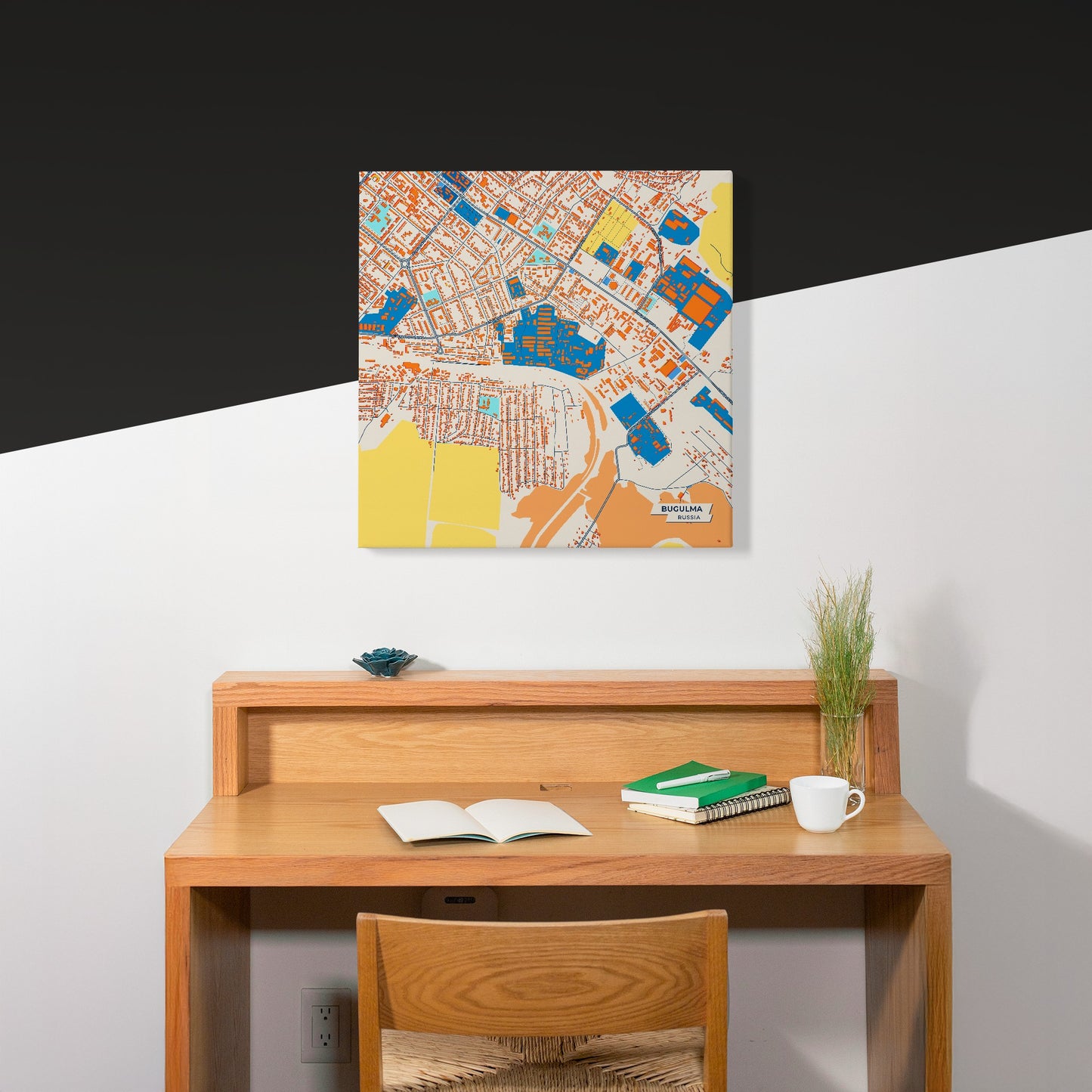 Бугульминский Russia Colorful City Map Canvas Print Scene