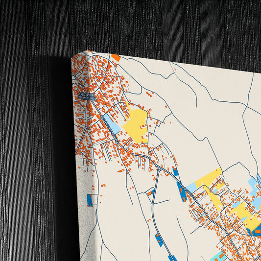 Бујановац Serbia Colorful City Map Canvas Print Detail