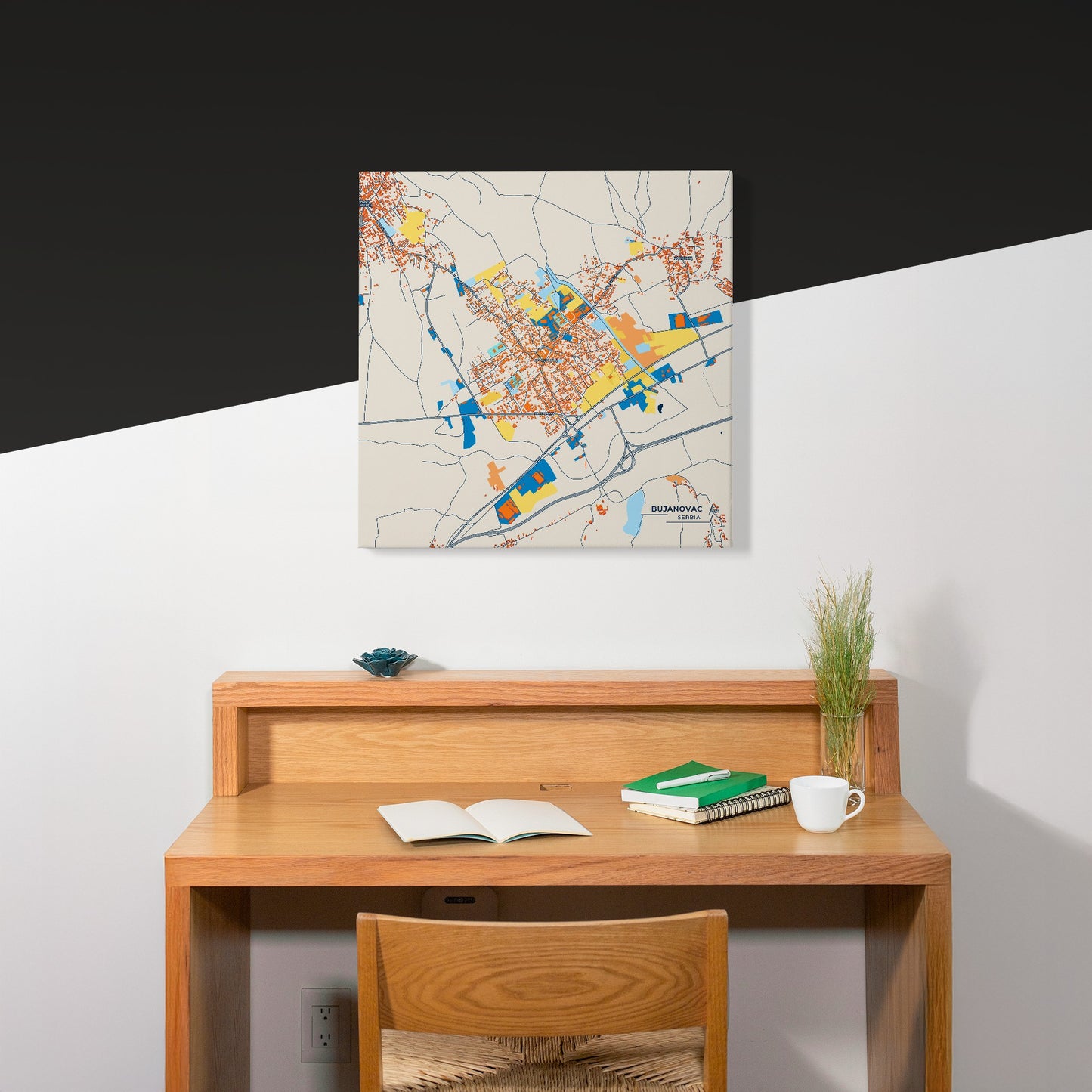 Бујановац Serbia Colorful City Map Canvas Print Scene