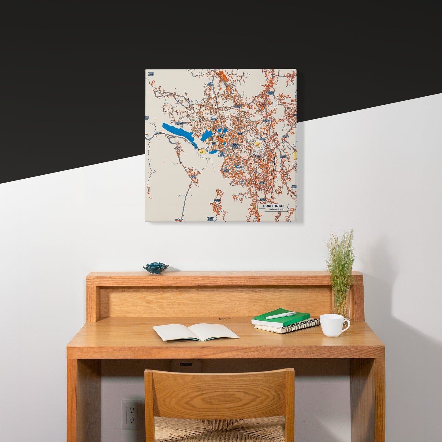 Bukittinggi Indonesia Colorful City Map Canvas Print Scene