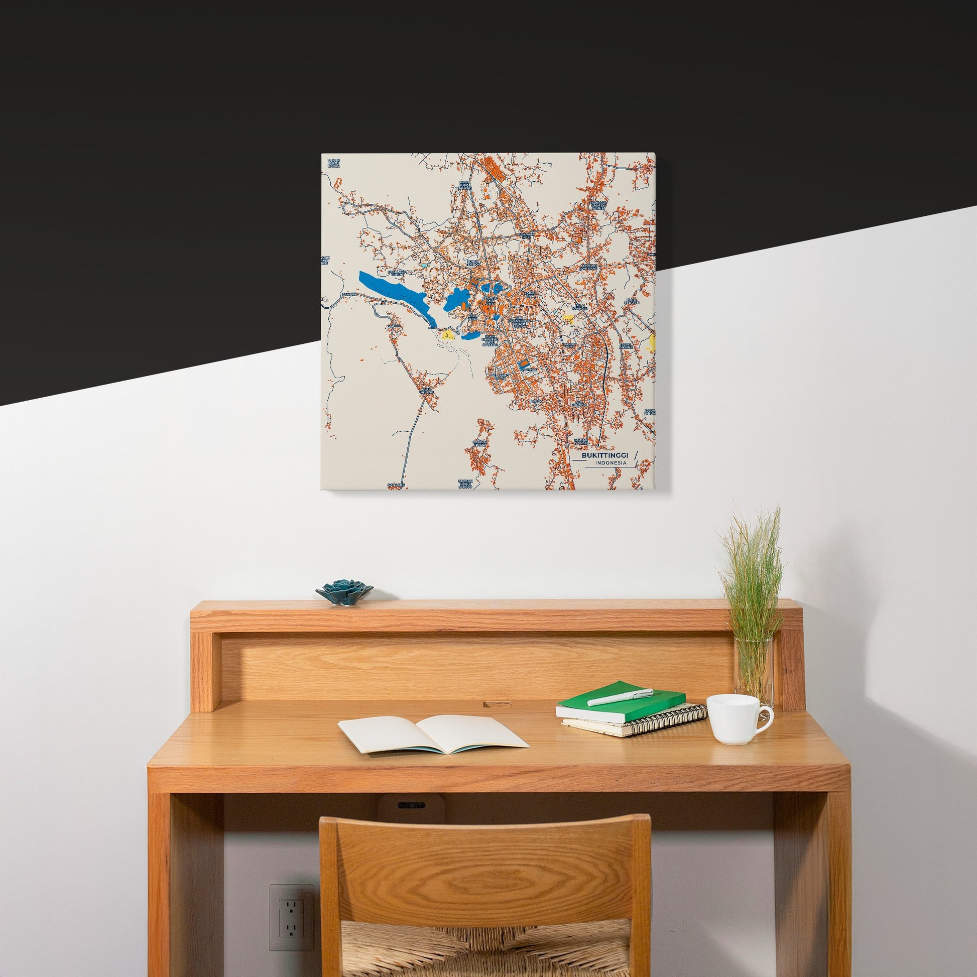 Bukittinggi Indonesia Colorful City Map Canvas Print Scene