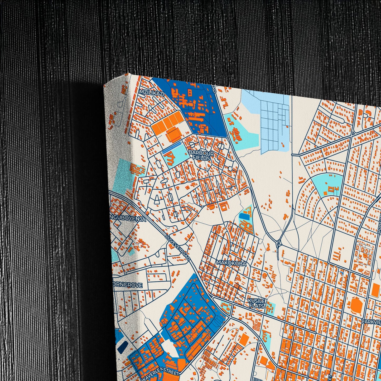 Bulawayo Zimbabwe Colorful City Map Canvas Print Detail