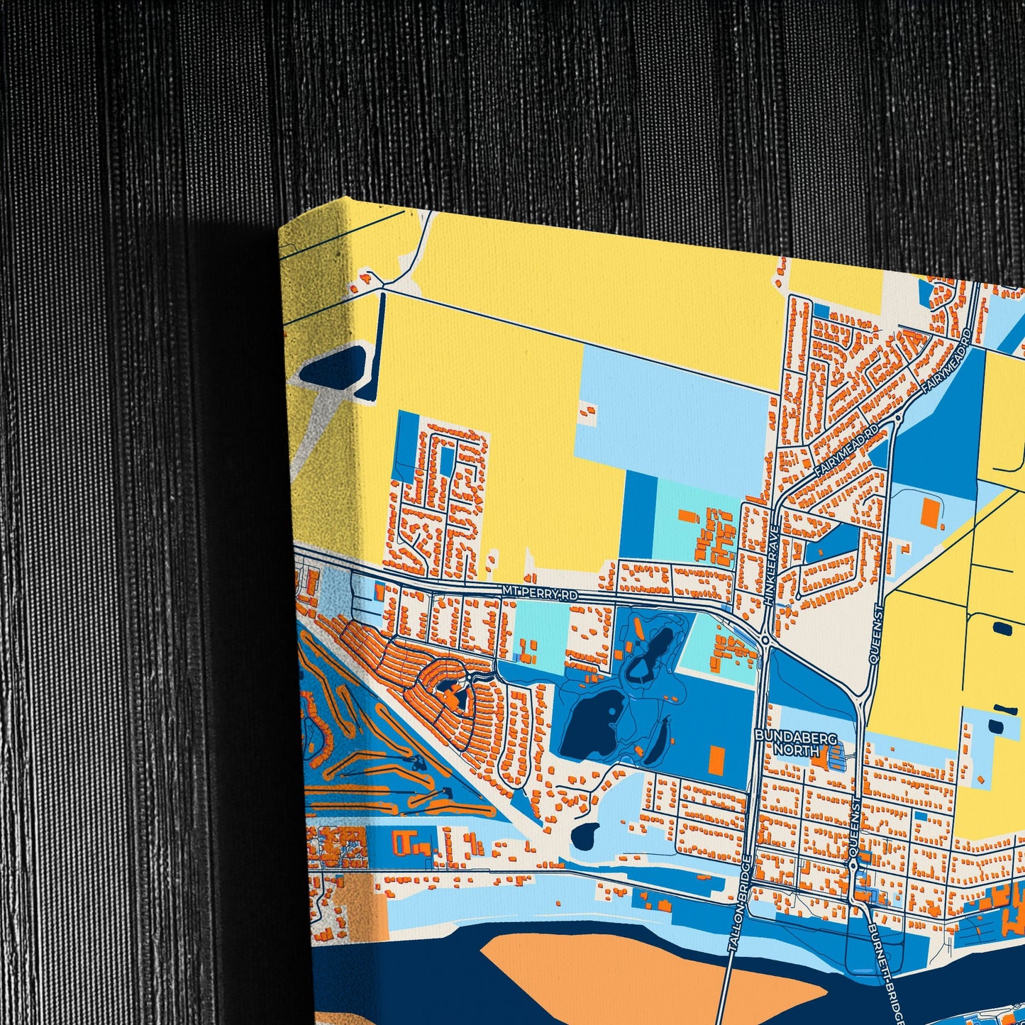 Bundaberg Australia Colorful City Map Canvas Print Detail