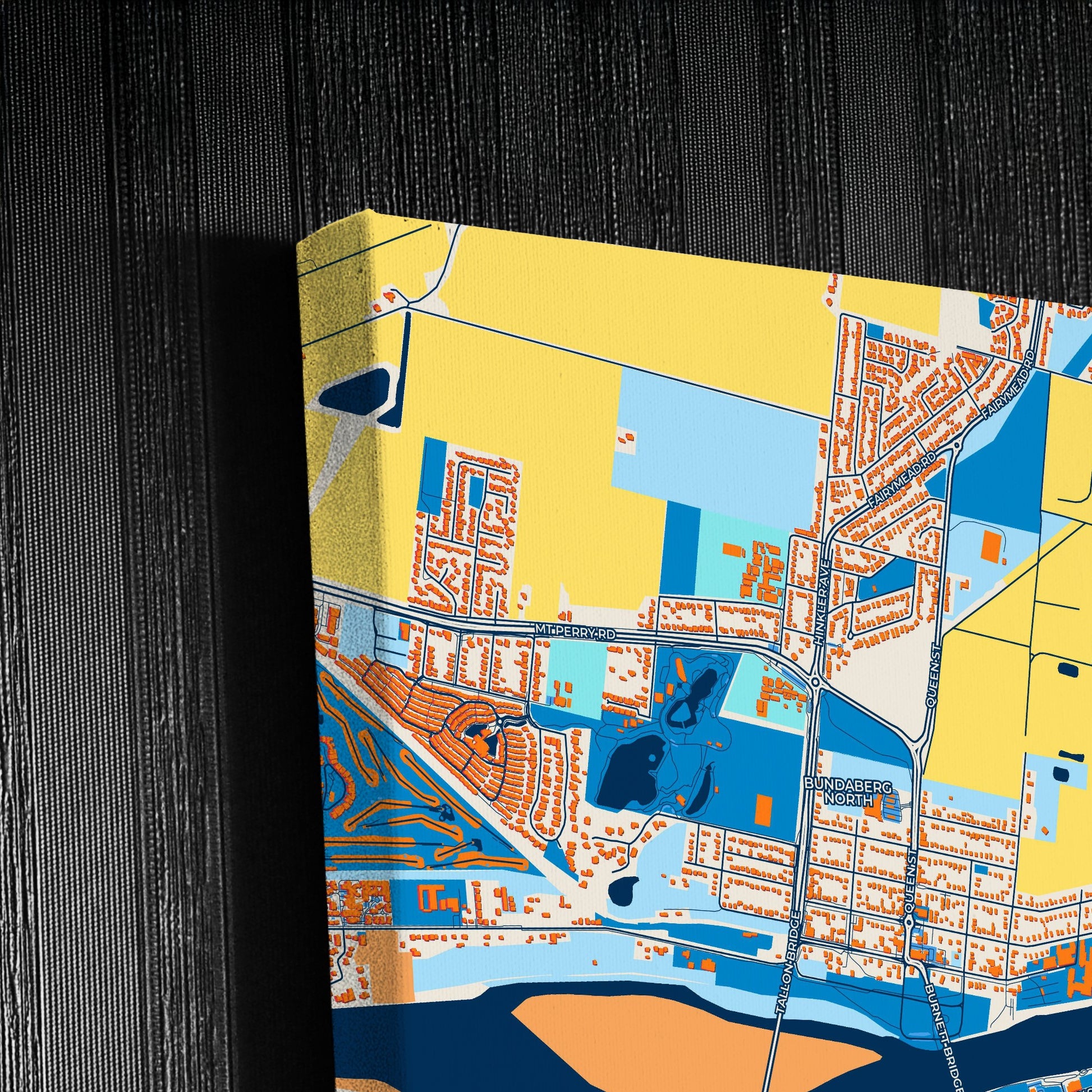 Bundaberg Australia Colorful City Map Canvas Print Detail