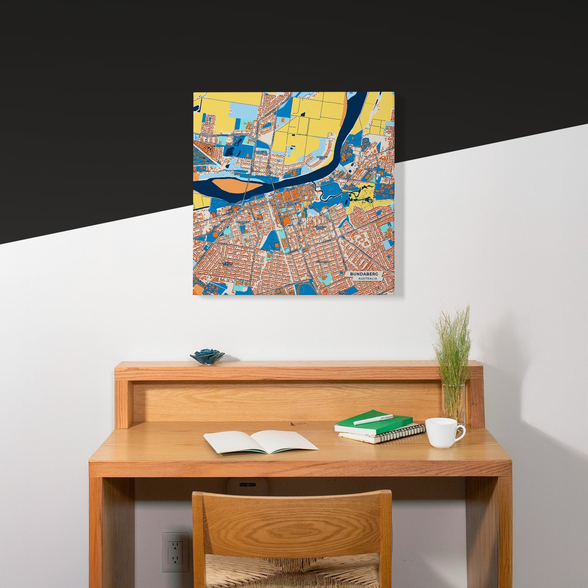 Bundaberg Australia Colorful City Map Canvas Print Scene