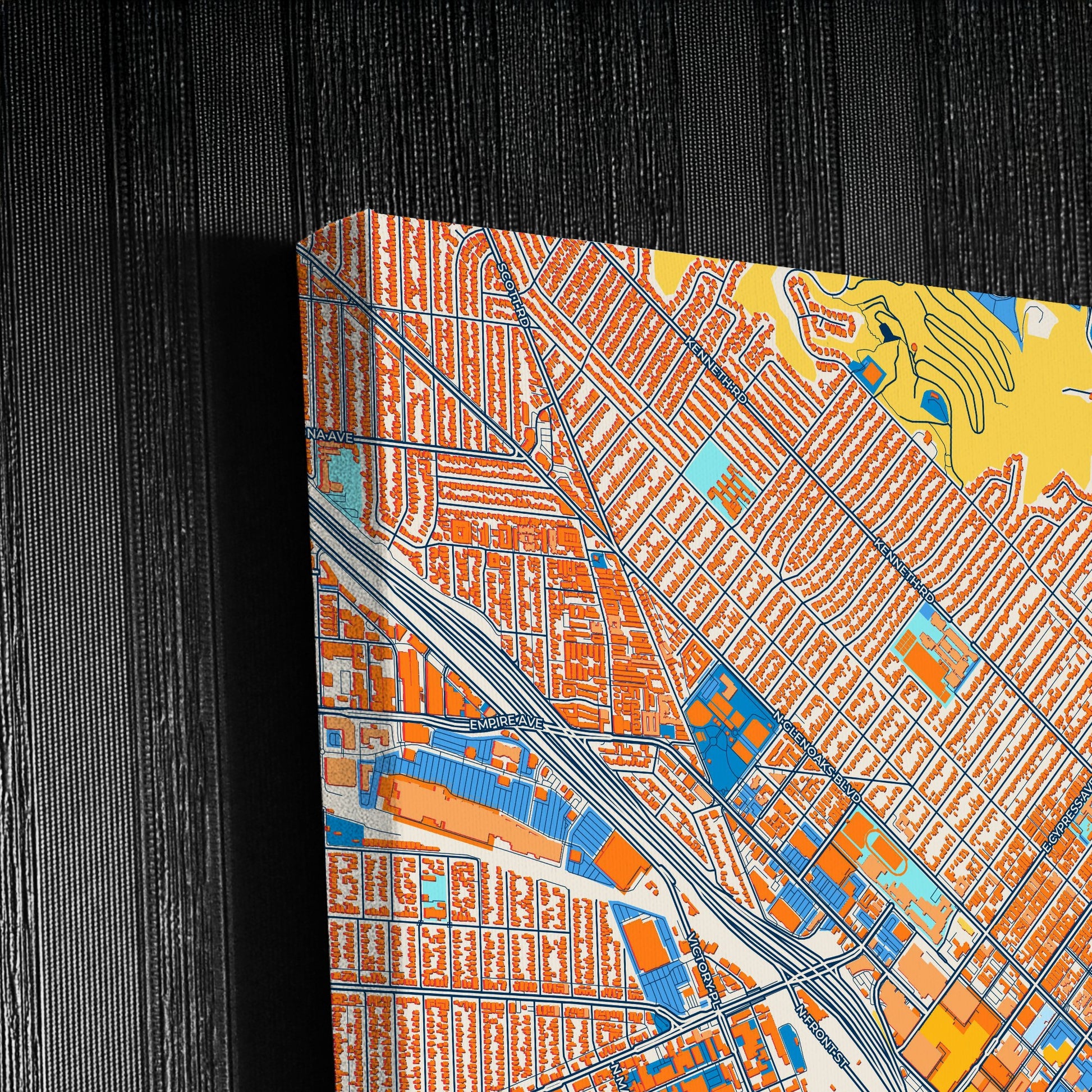 Burbank California Colorful City Map Canvas Print Detail