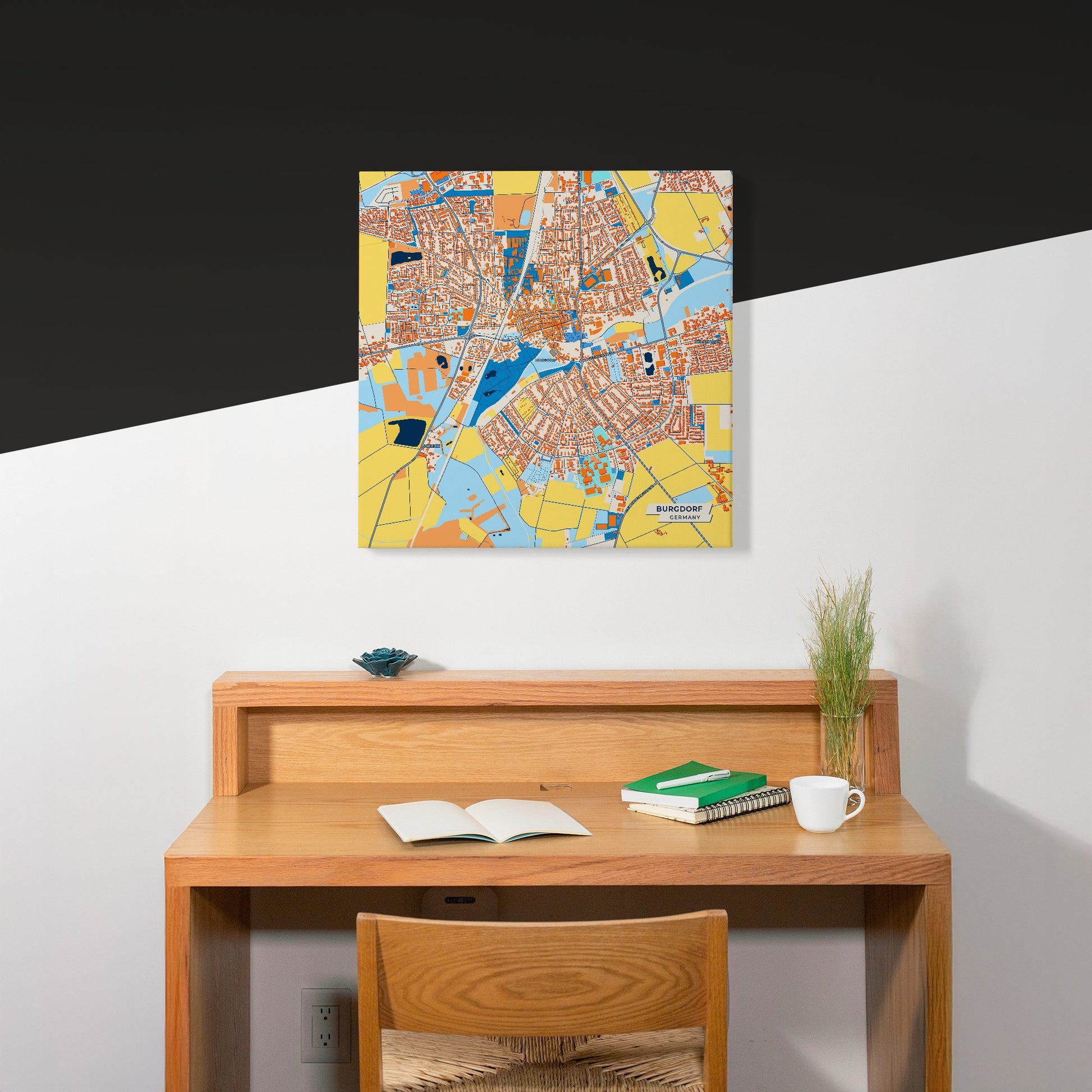 Burgdorf Germany Colorful City Map Canvas Print Scene