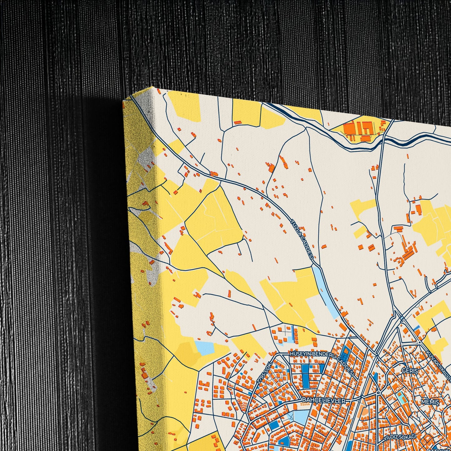 Burhani̇ye Turkey Colorful City Map Canvas Print Detail