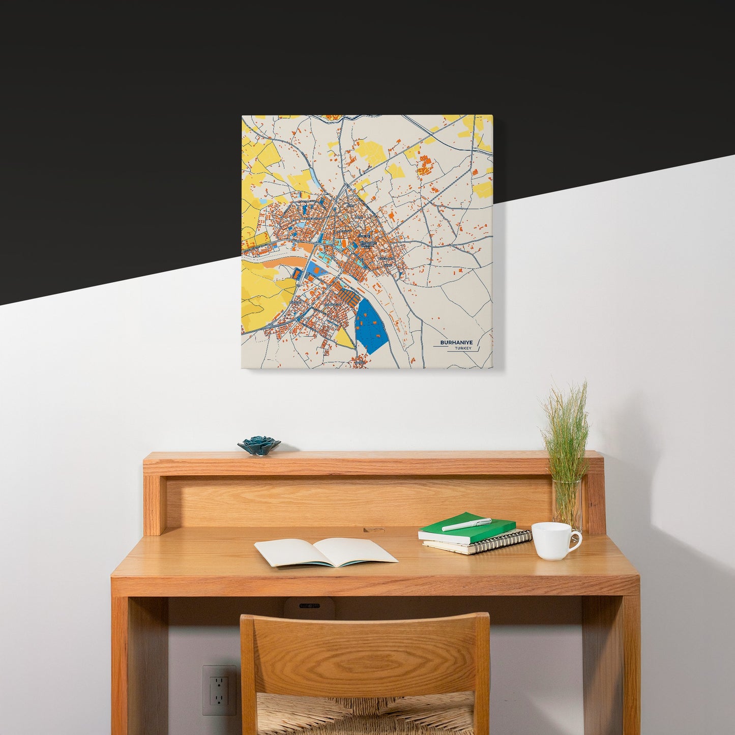 Burhani̇ye Turkey Colorful City Map Canvas Print Scene