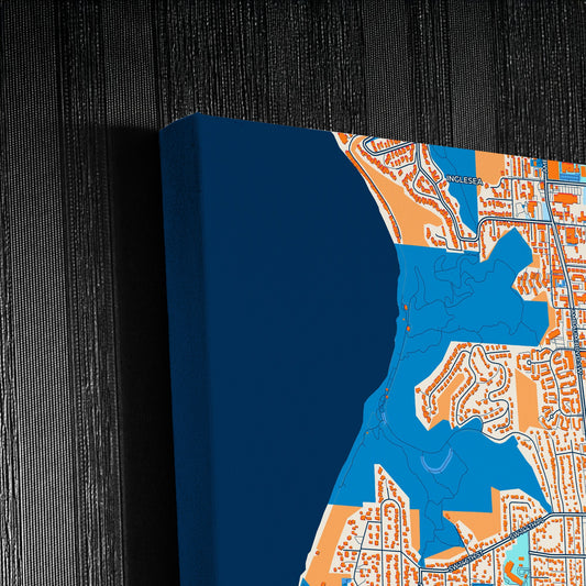 Burien Washington Colorful City Map Canvas Print Detail