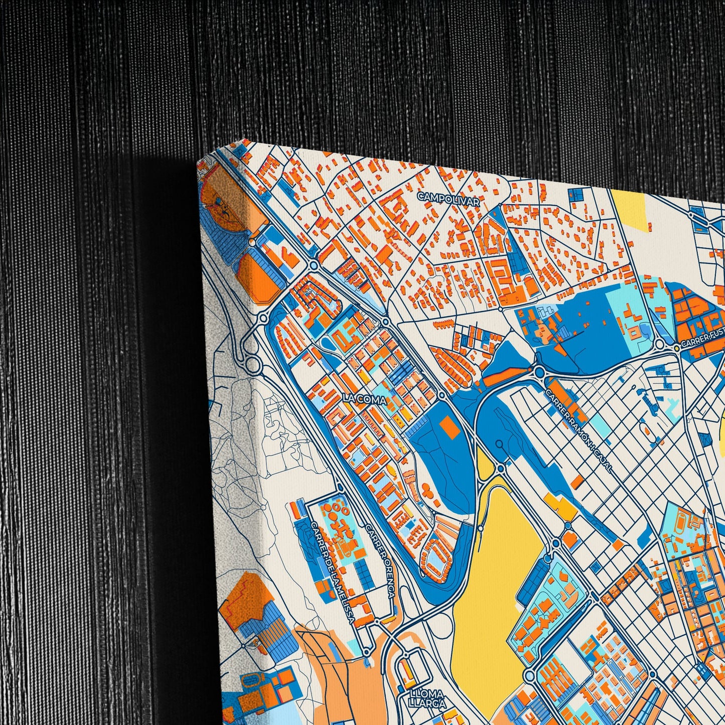 Burjassot Spain Colorful City Map Canvas Print Detail