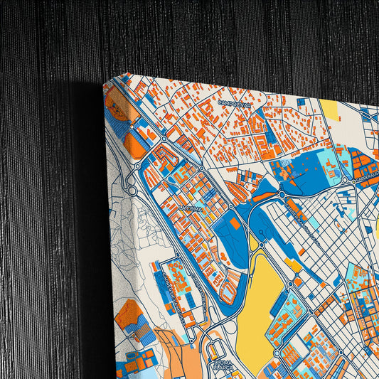 Burjassot Spain Colorful City Map Canvas Print Detail