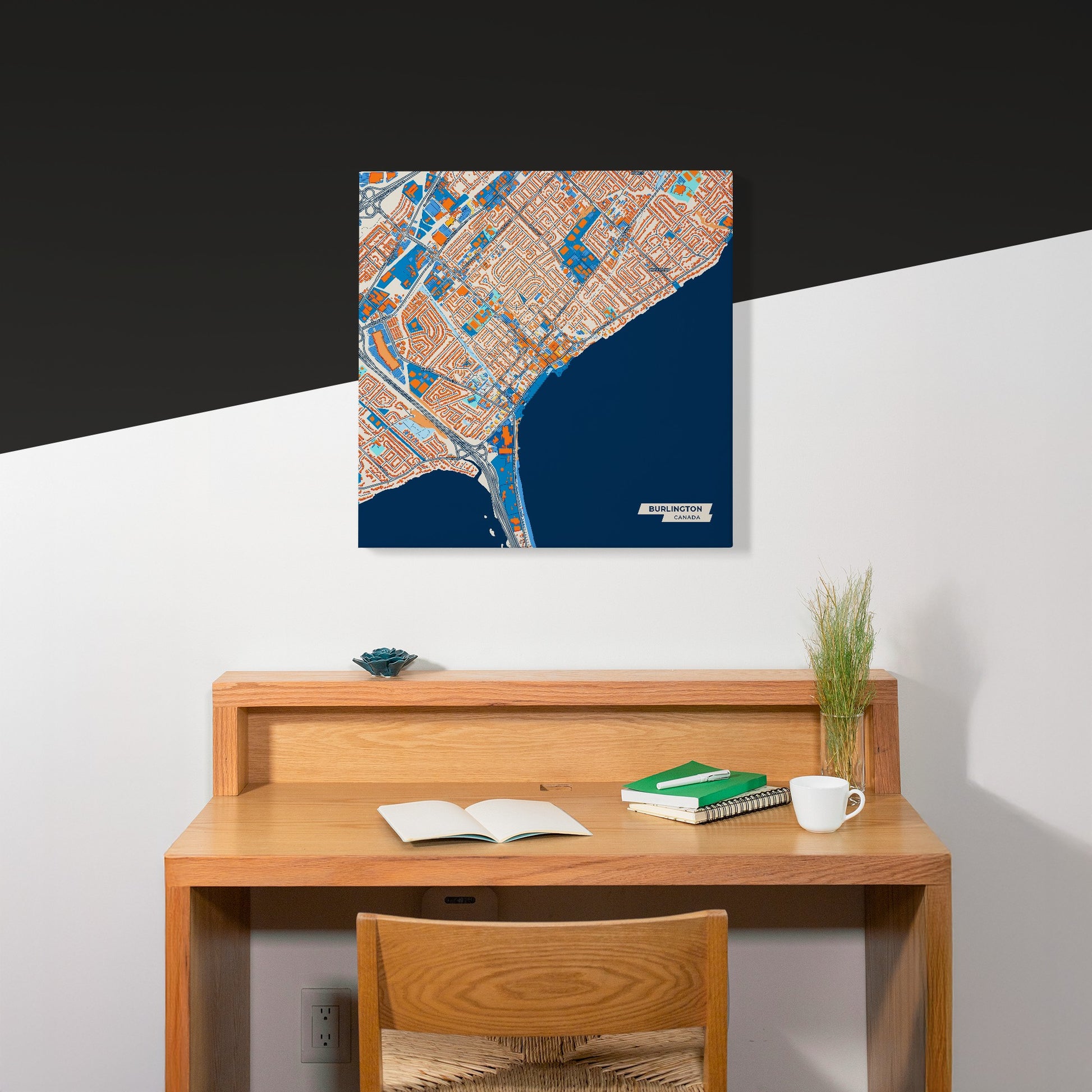 Burlington Canada Colorful City Map Canvas Print Scene
