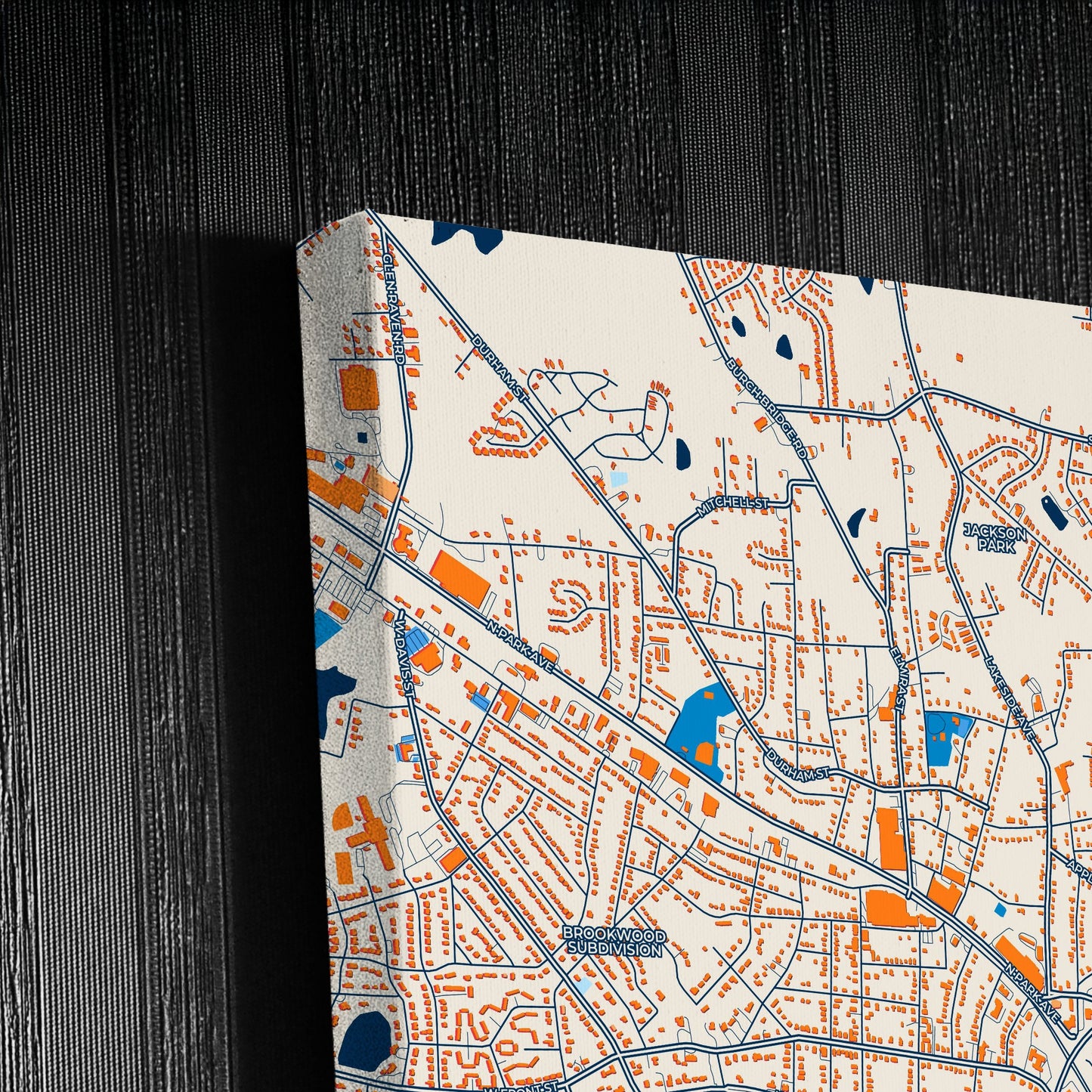 Burlington North Carolina Colorful City Map Canvas Print Detail