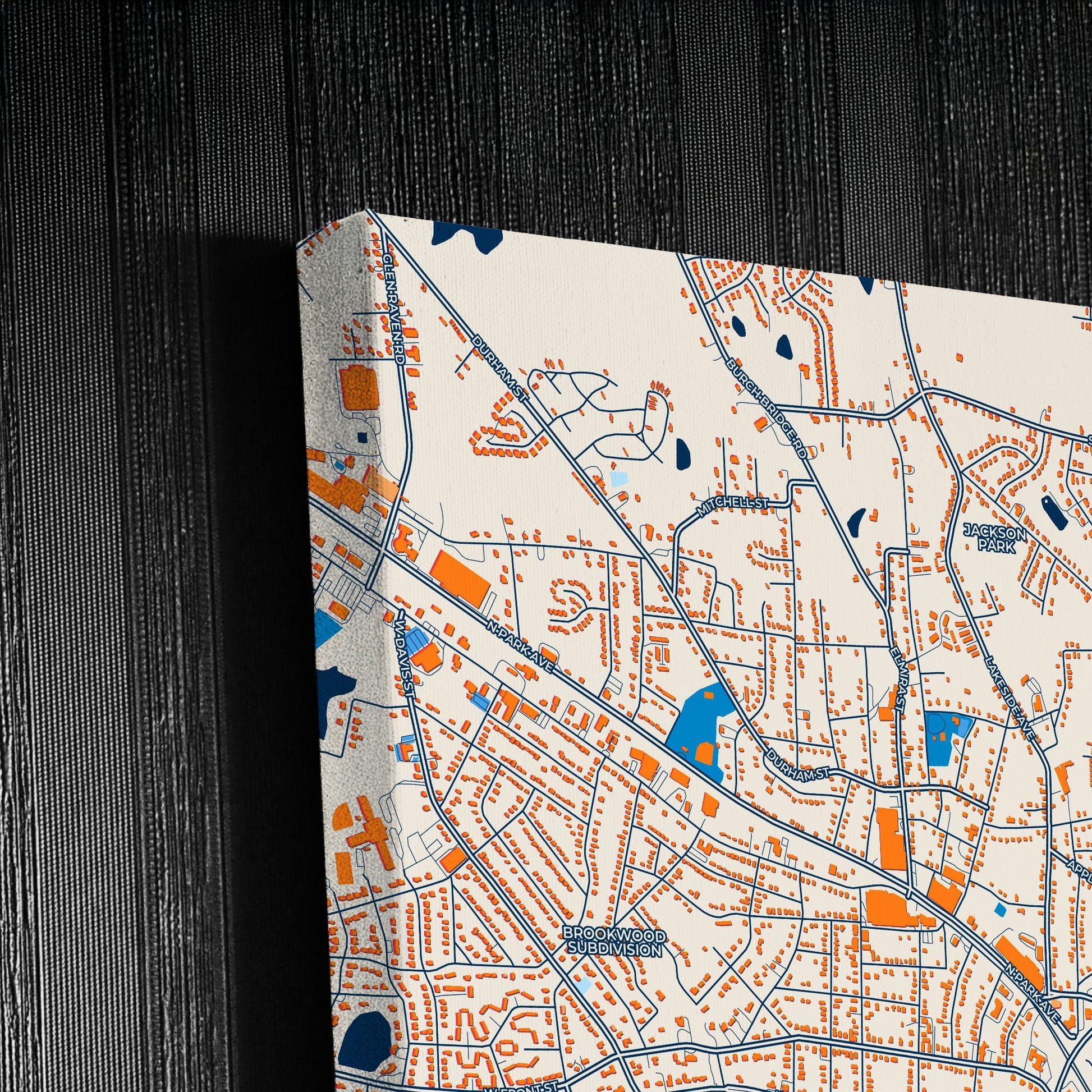 Burlington North Carolina Colorful City Map Canvas Print Detail