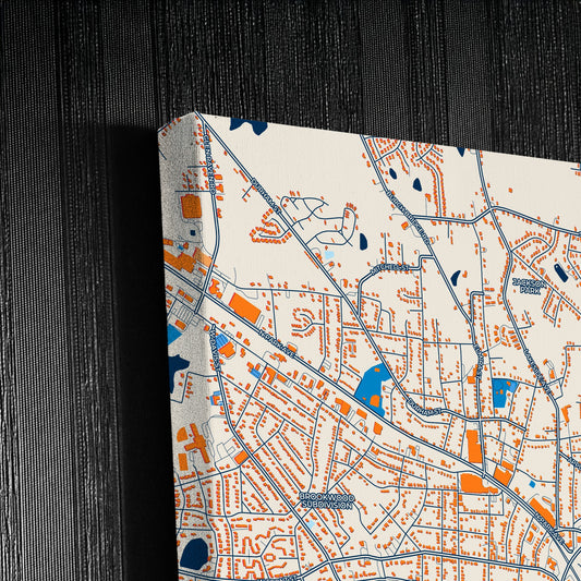 Burlington North Carolina Colorful City Map Canvas Print Detail