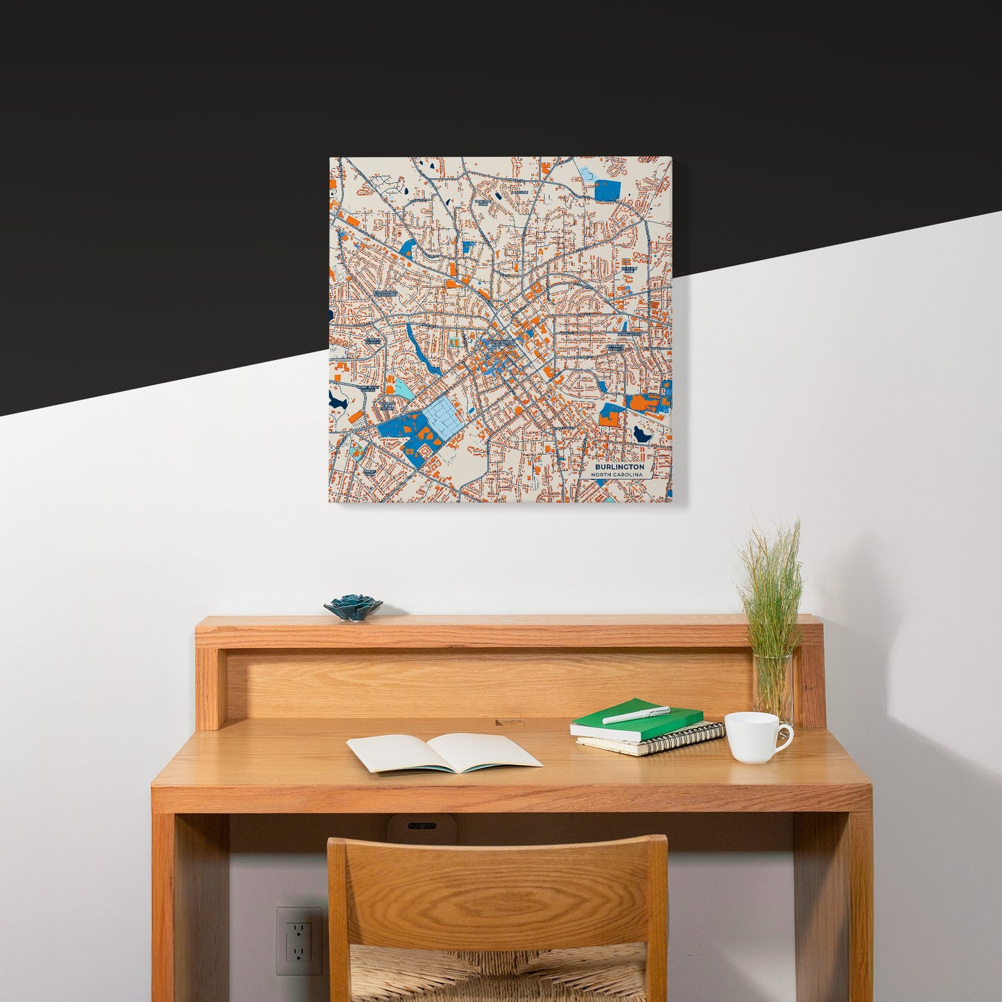 Burlington North Carolina Colorful City Map Canvas Print Scene