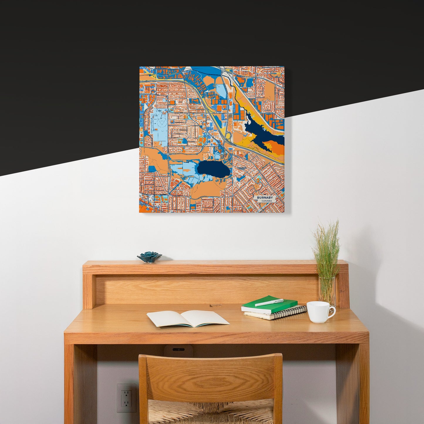 Burnaby Canada Colorful City Map Canvas Print Scene