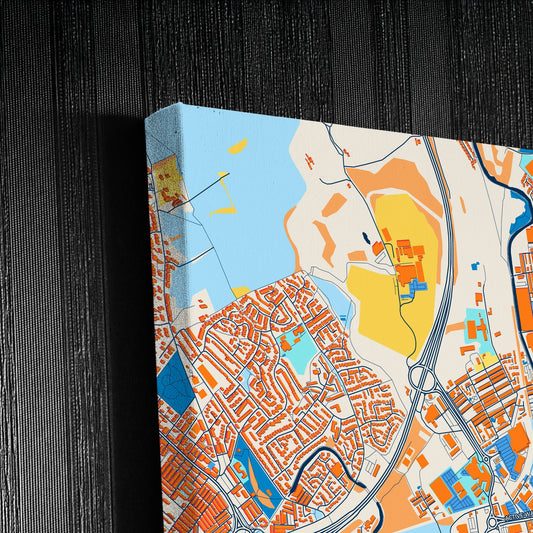 Burnley England Colorful City Map Canvas Print Detail