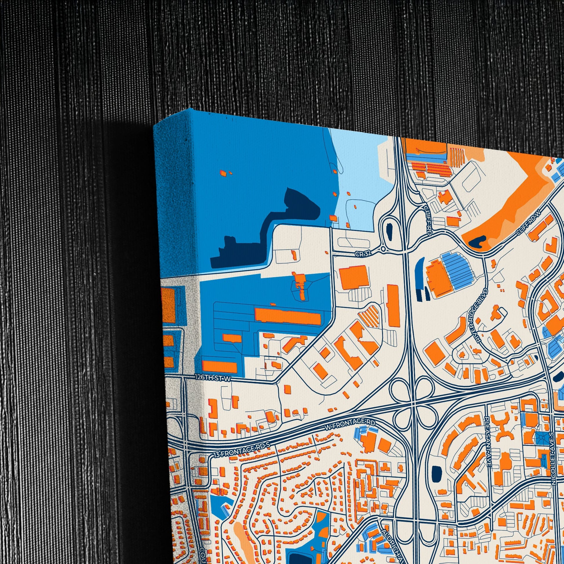 Burnsville Minnesota Colorful City Map Canvas Print Detail