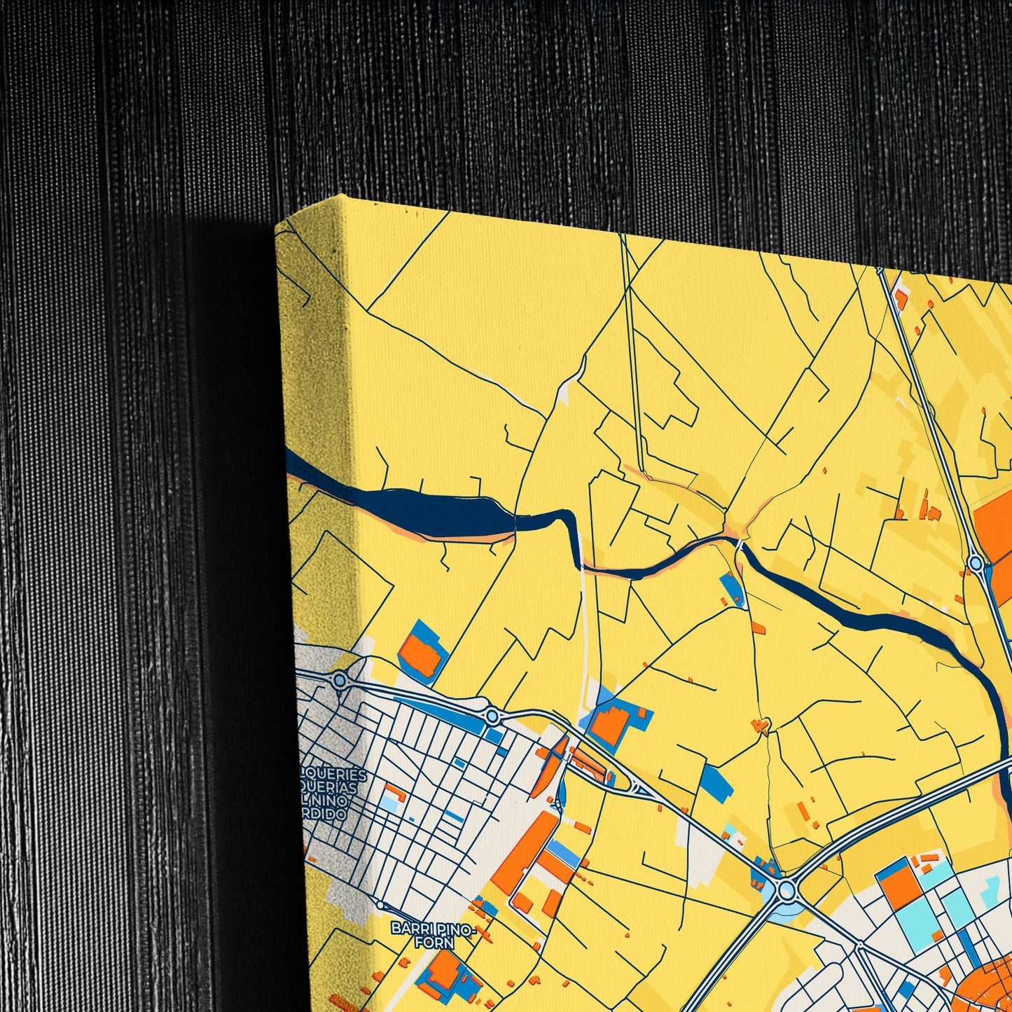 Burriana Spain Colorful City Map Canvas Print Detail