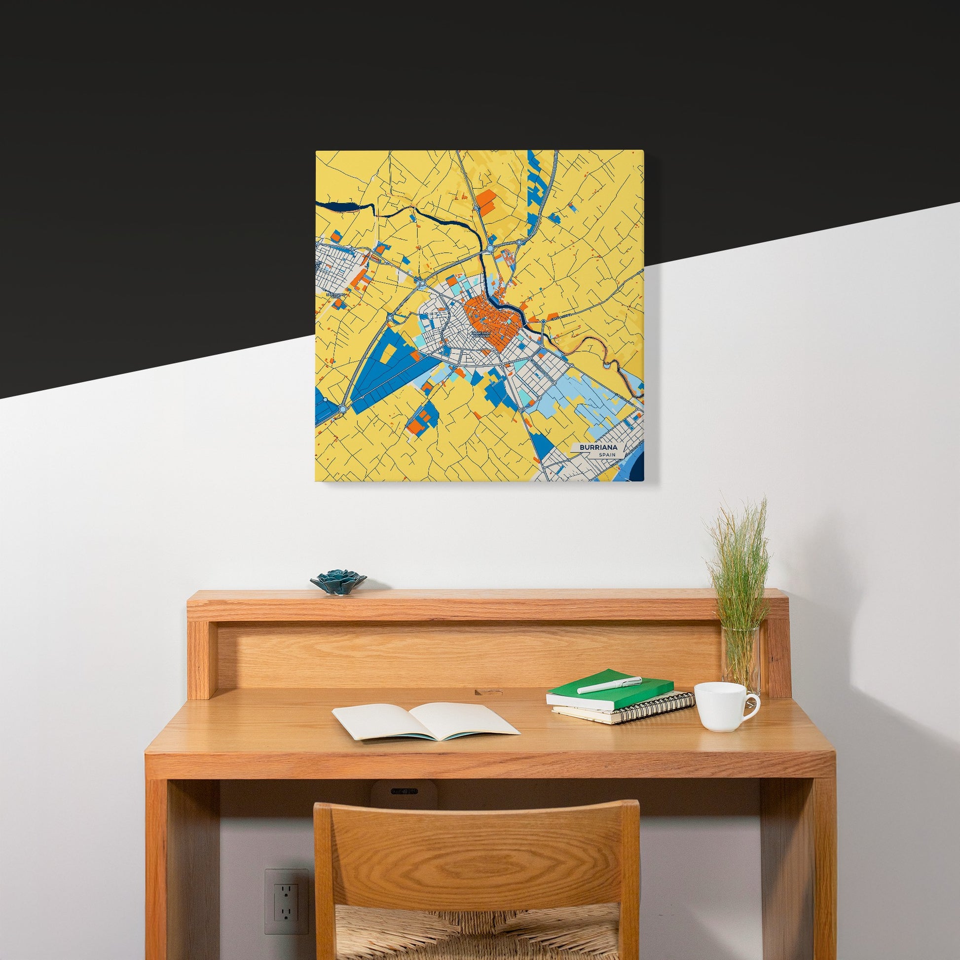 Burriana Spain Colorful City Map Canvas Print Scene