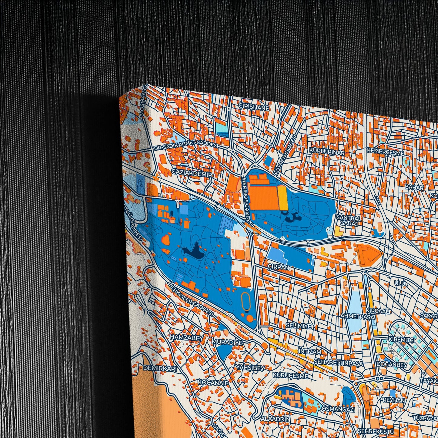 Bursa Turkey Colorful City Map Canvas Print Detail