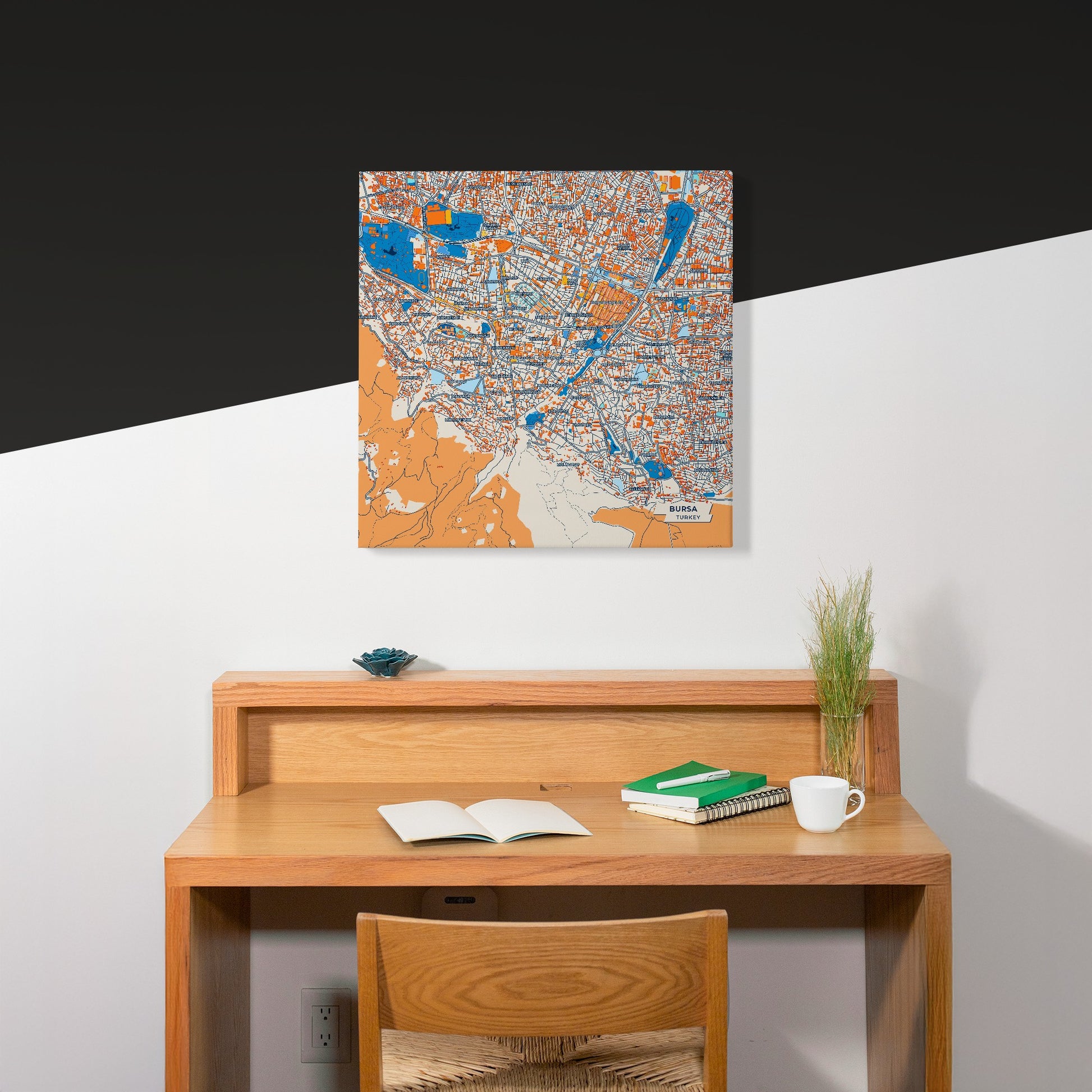 Bursa Turkey Colorful City Map Canvas Print Scene
