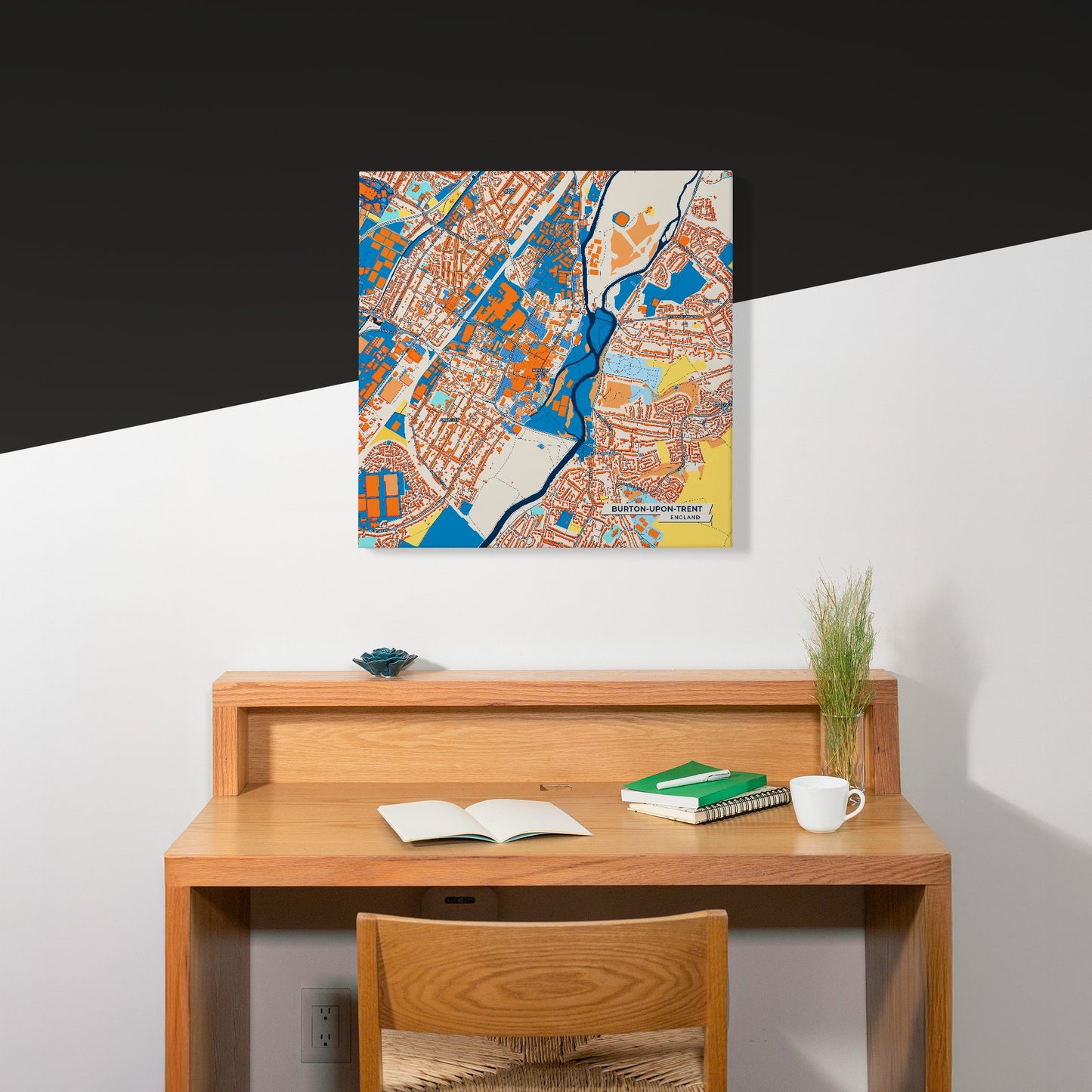 Burton-Upon-Trent England Colorful City Map Canvas Print Scene