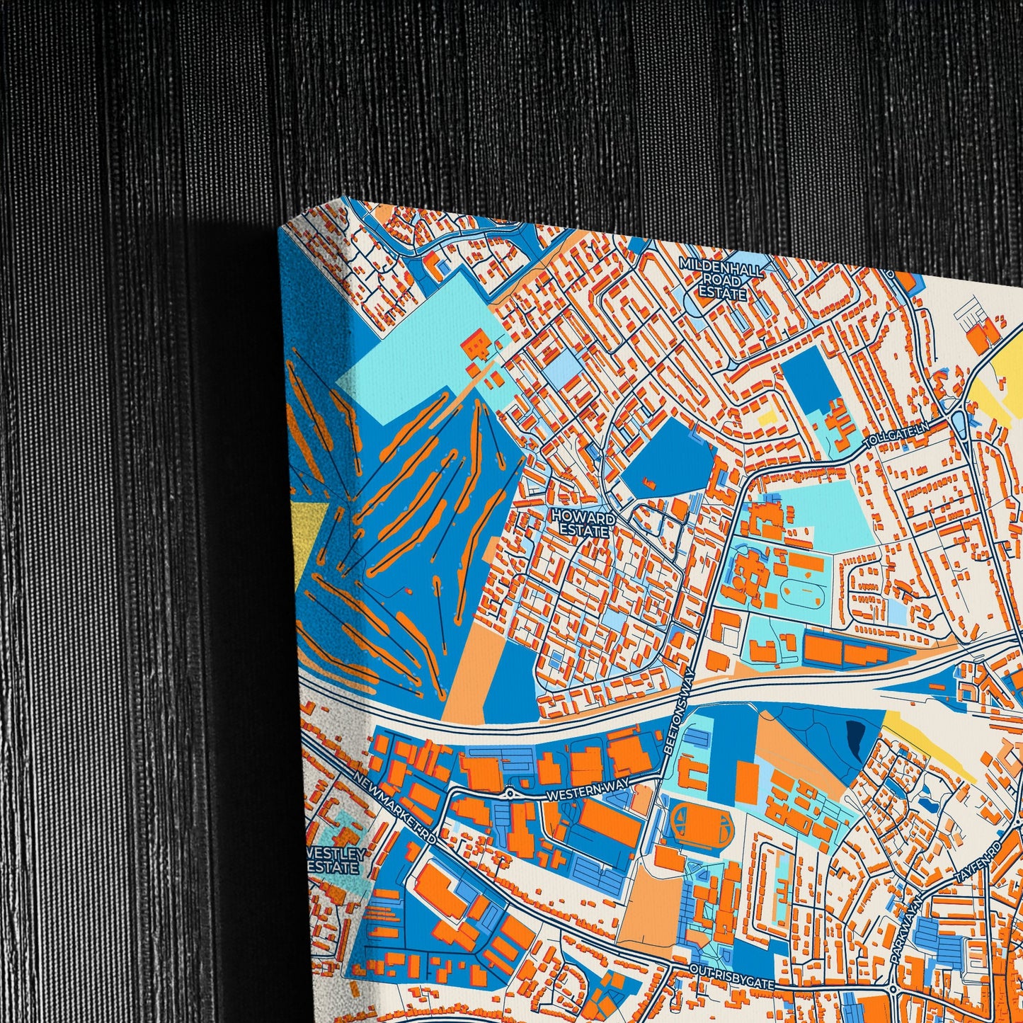 Bury England Colorful City Map Canvas Print Detail