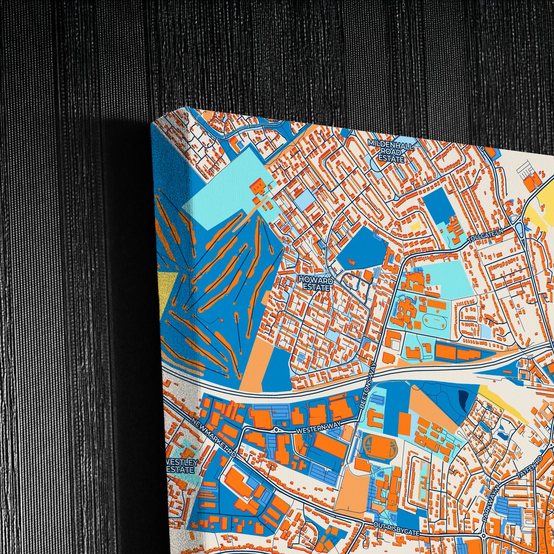 Bury England Colorful City Map Canvas Print Detail