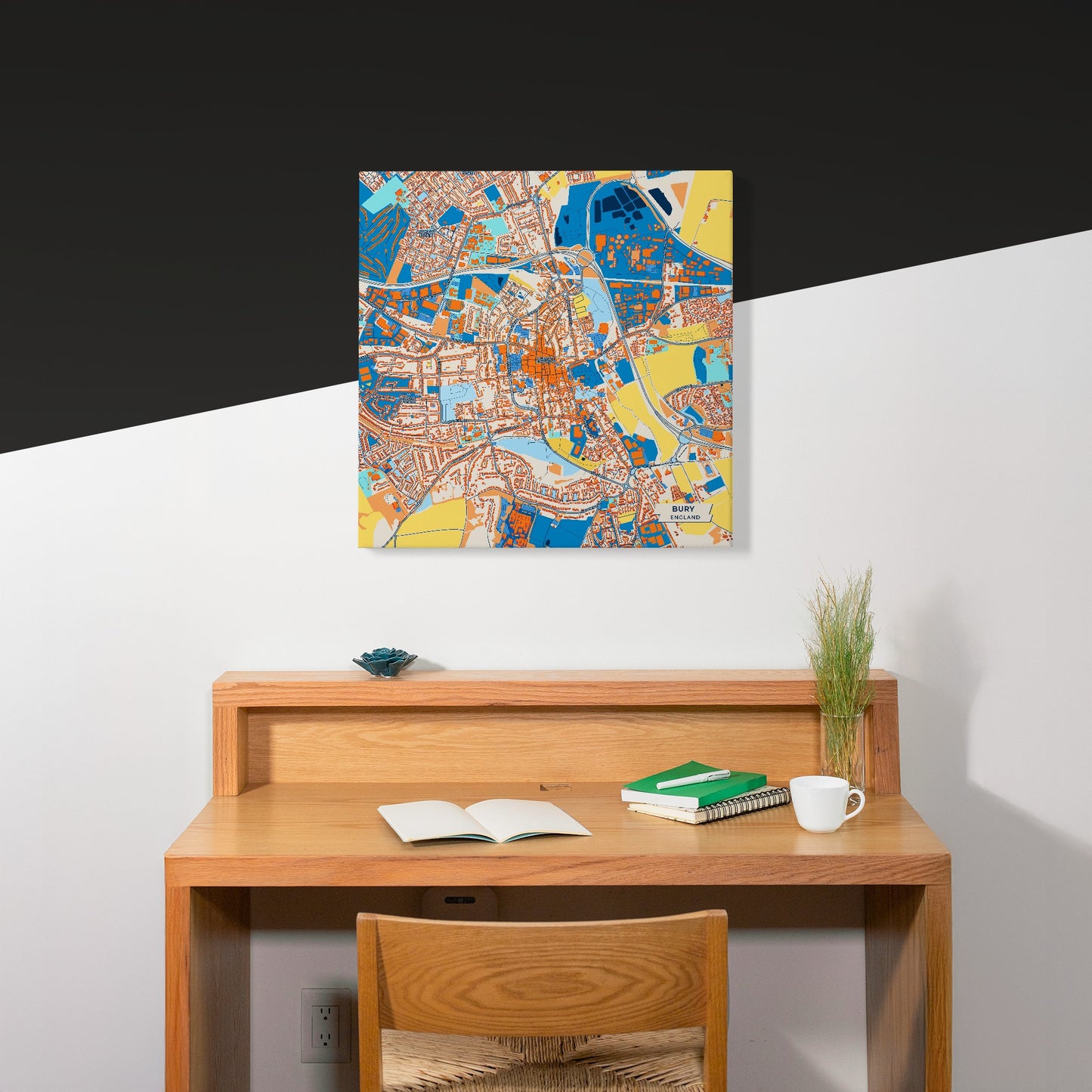 Bury England Colorful City Map Canvas Print Scene
