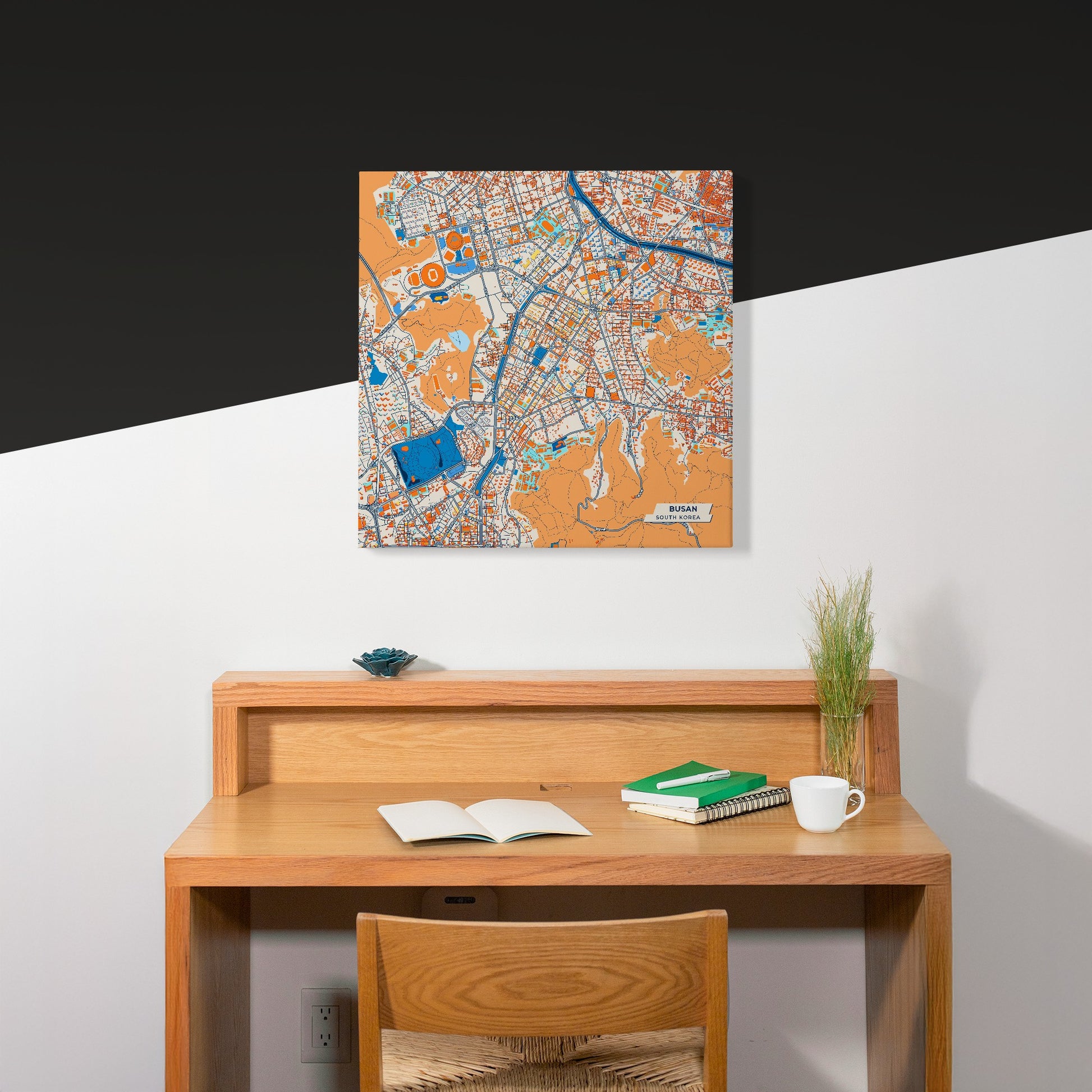 Busan South Korea Colorful City Map Canvas Print Scene