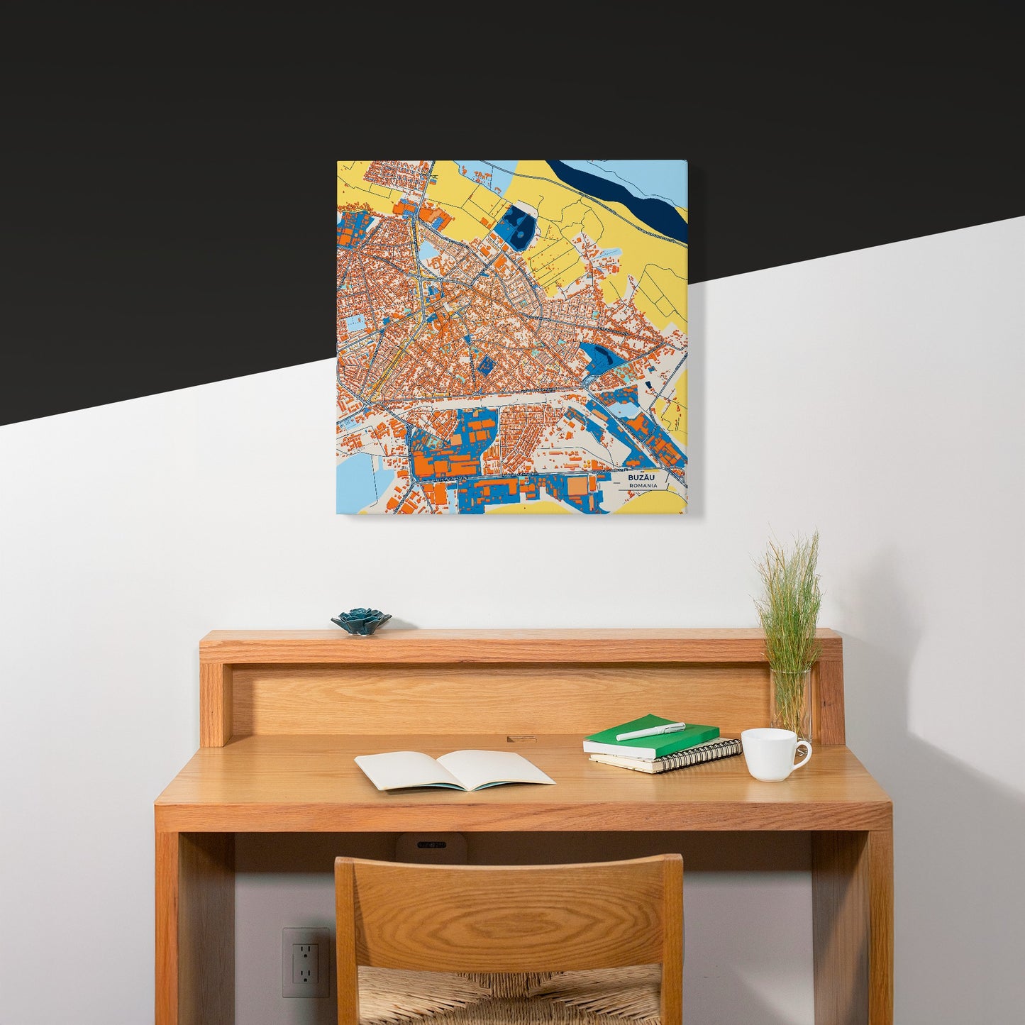 Buzău Romania Colorful City Map Canvas Print Scene