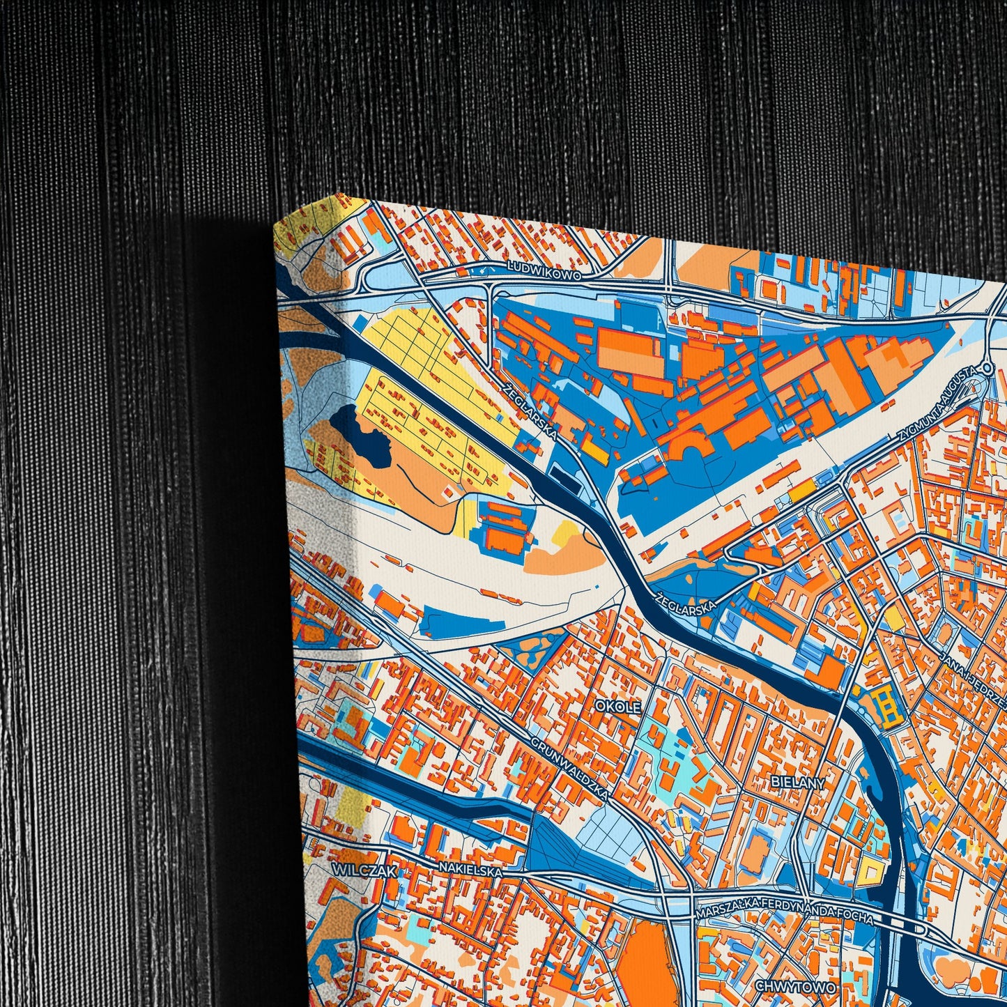 Bydgoszcz Poland Colorful City Map Canvas Print Detail