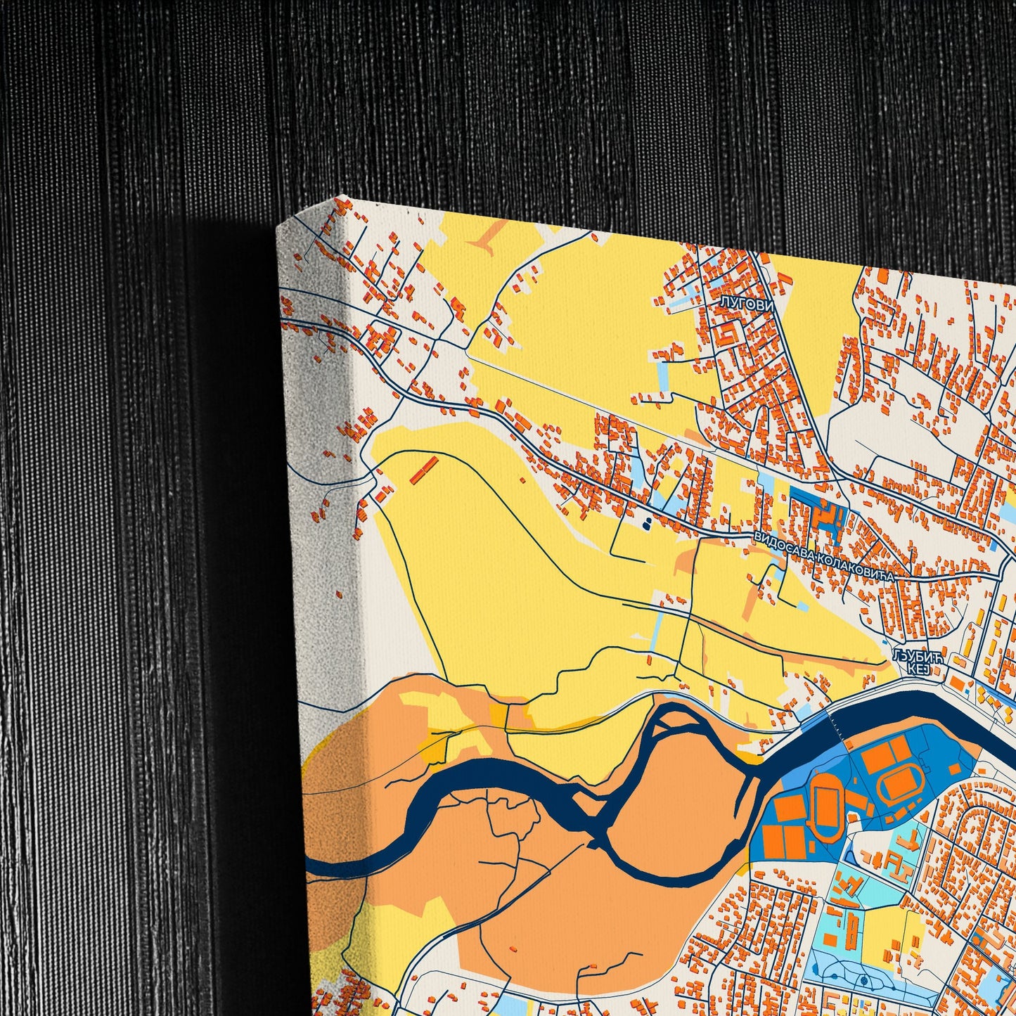 Чачак Serbia Colorful City Map Canvas Print Detail