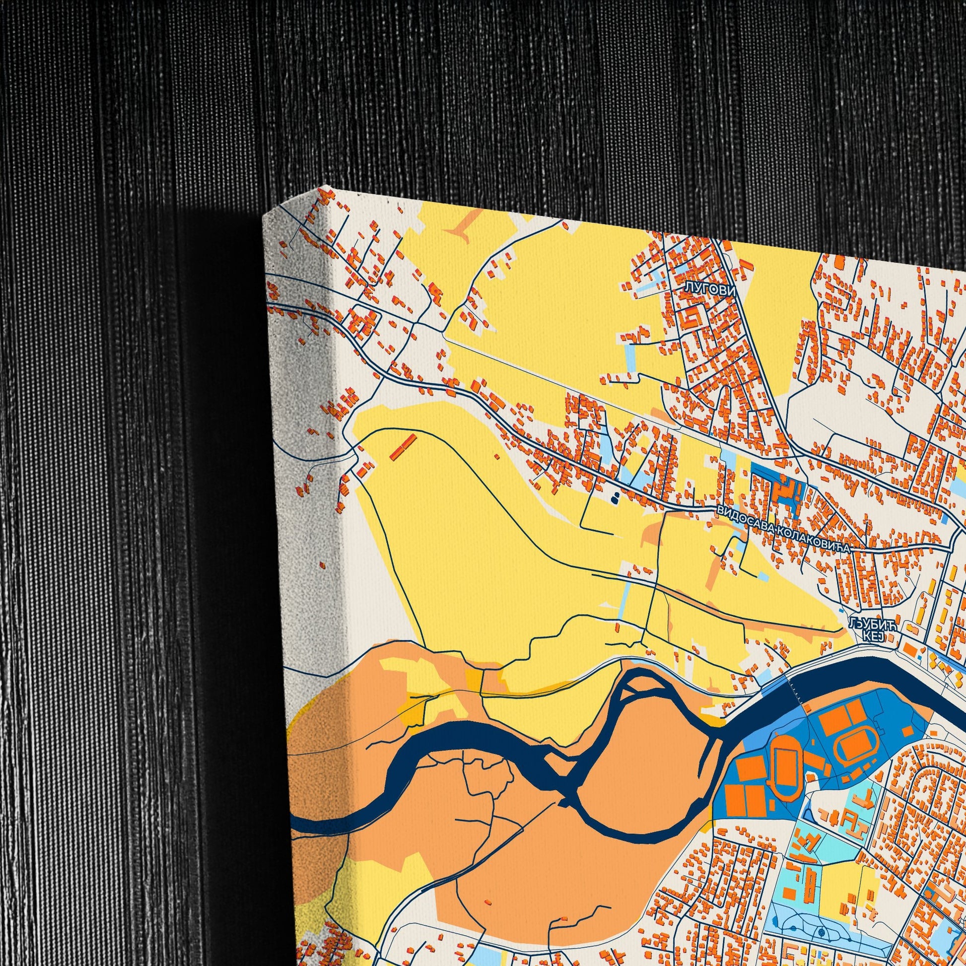 Чачак Serbia Colorful City Map Canvas Print Detail