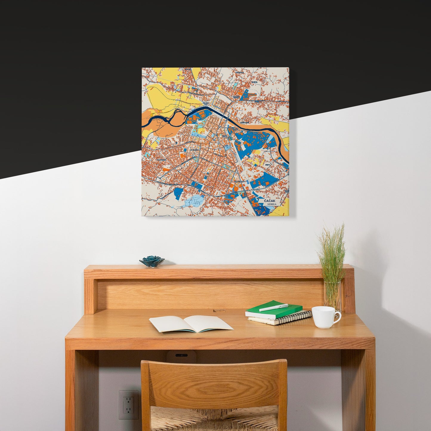 Чачак Serbia Colorful City Map Canvas Print Scene