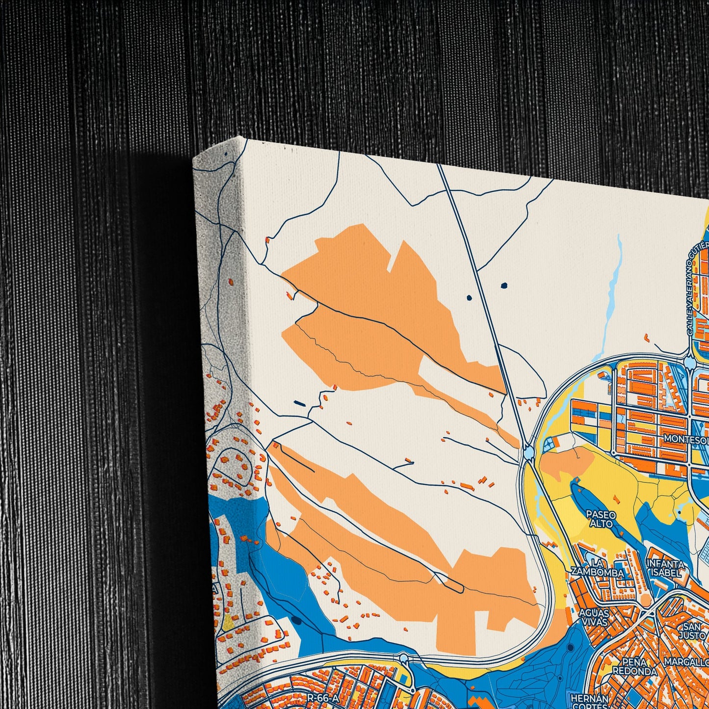 Cáceres Spain Colorful City Map Canvas Print Detail