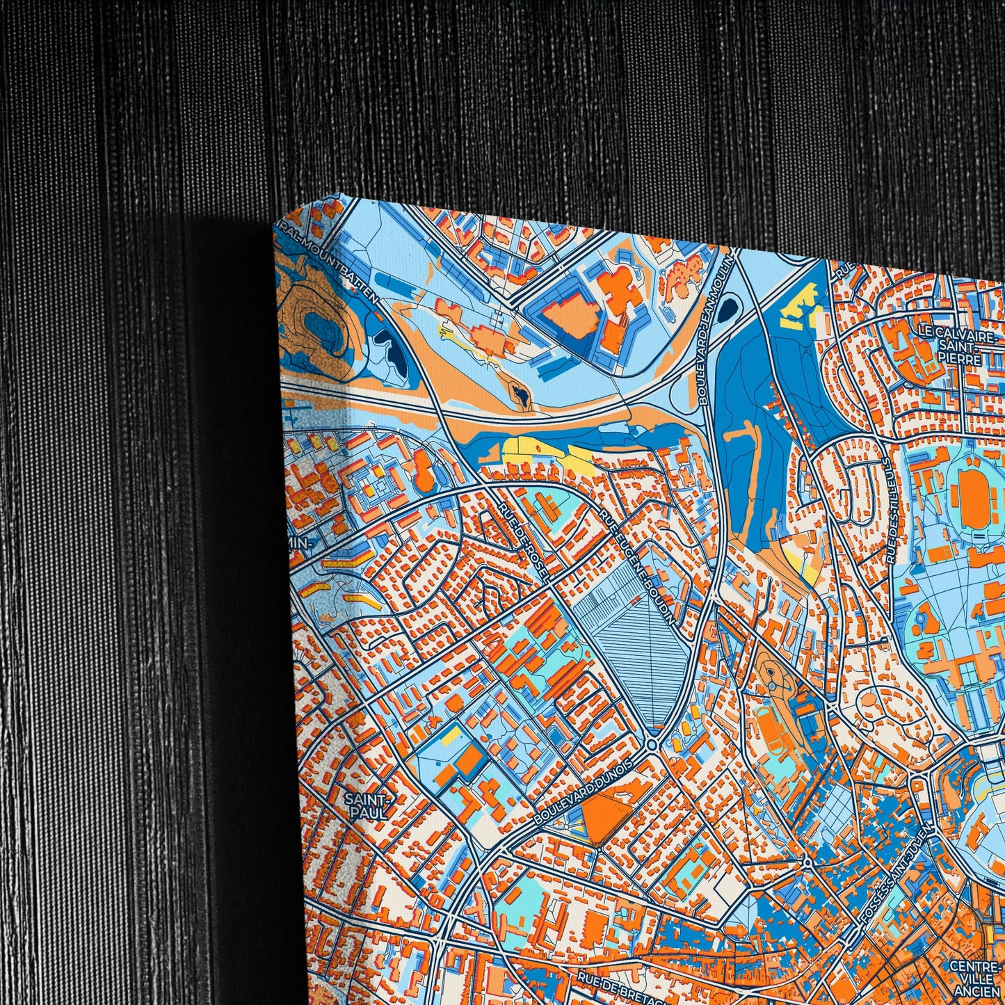 Caen France Colorful City Map Canvas Print Detail