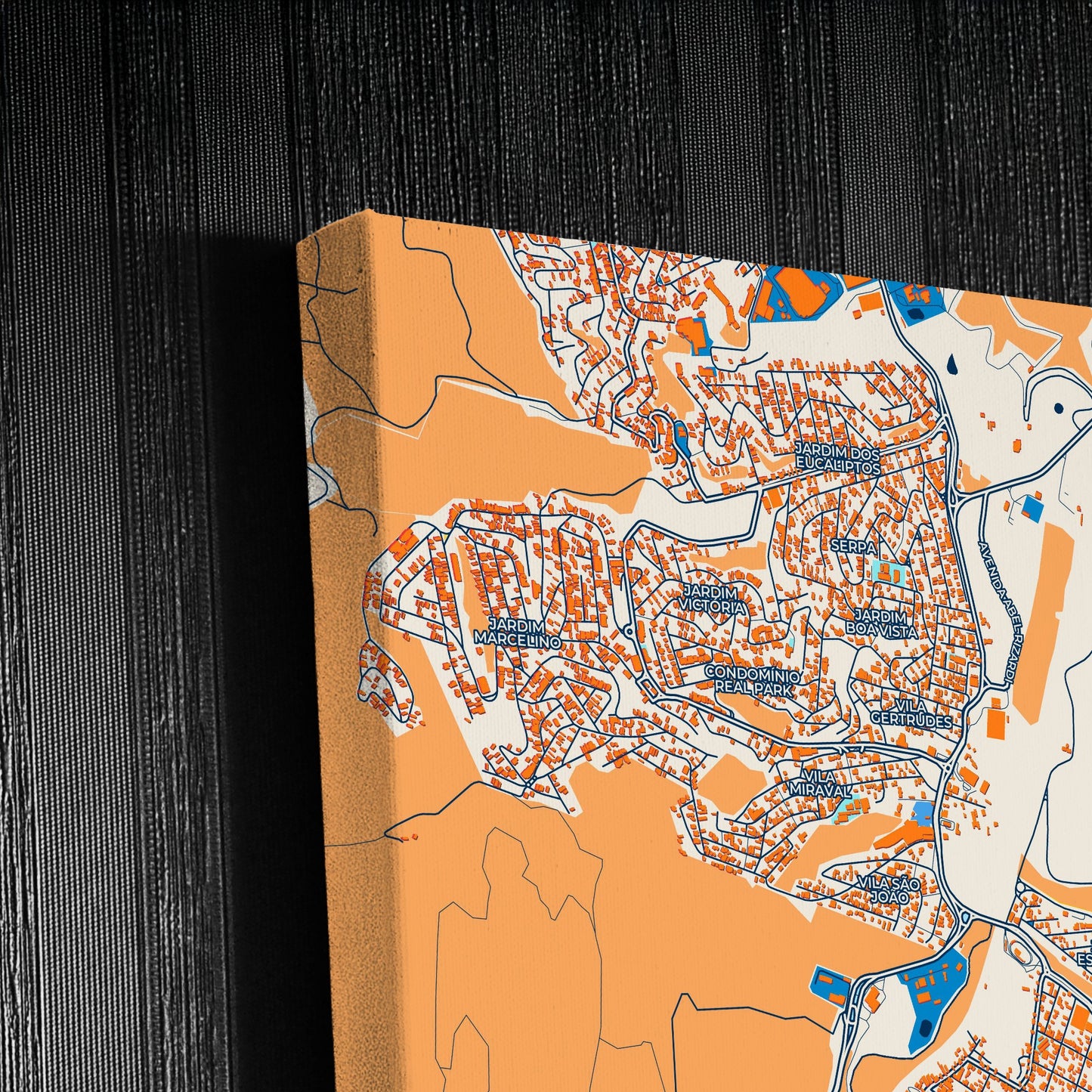 Caieiras Brazil Colorful City Map Canvas Print Detail