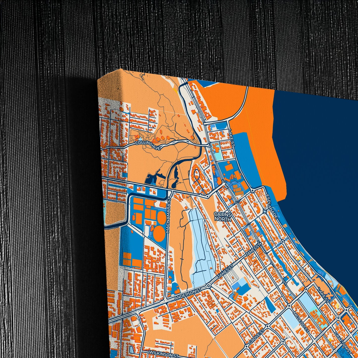 Cairns Australia Colorful City Map Canvas Print Detail