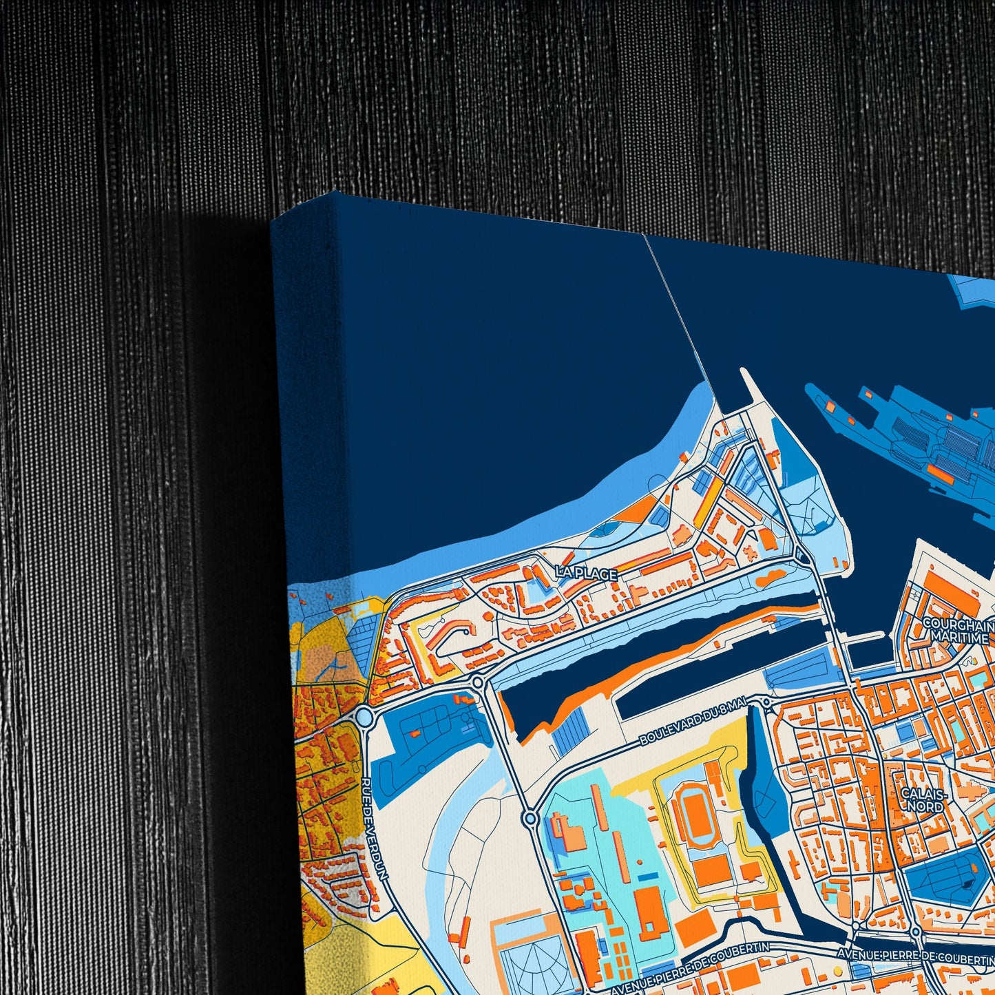 Calais France Colorful City Map Canvas Print Detail