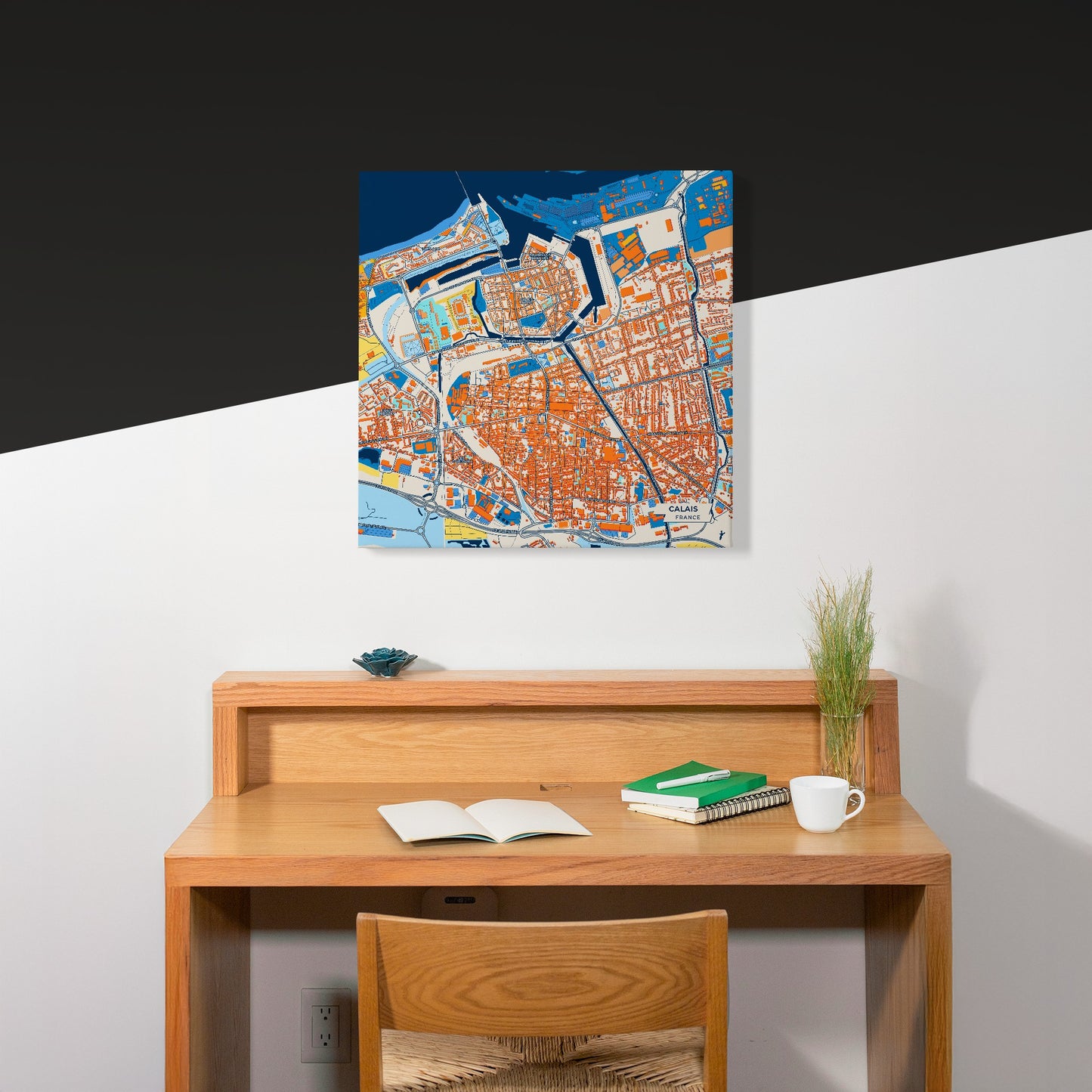 Calais France Colorful City Map Canvas Print Scene