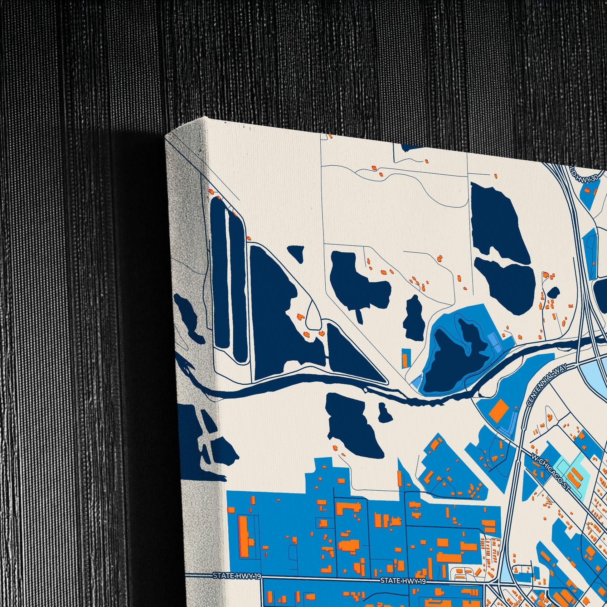 Caldwell Idaho Colorful City Map Canvas Print Detail