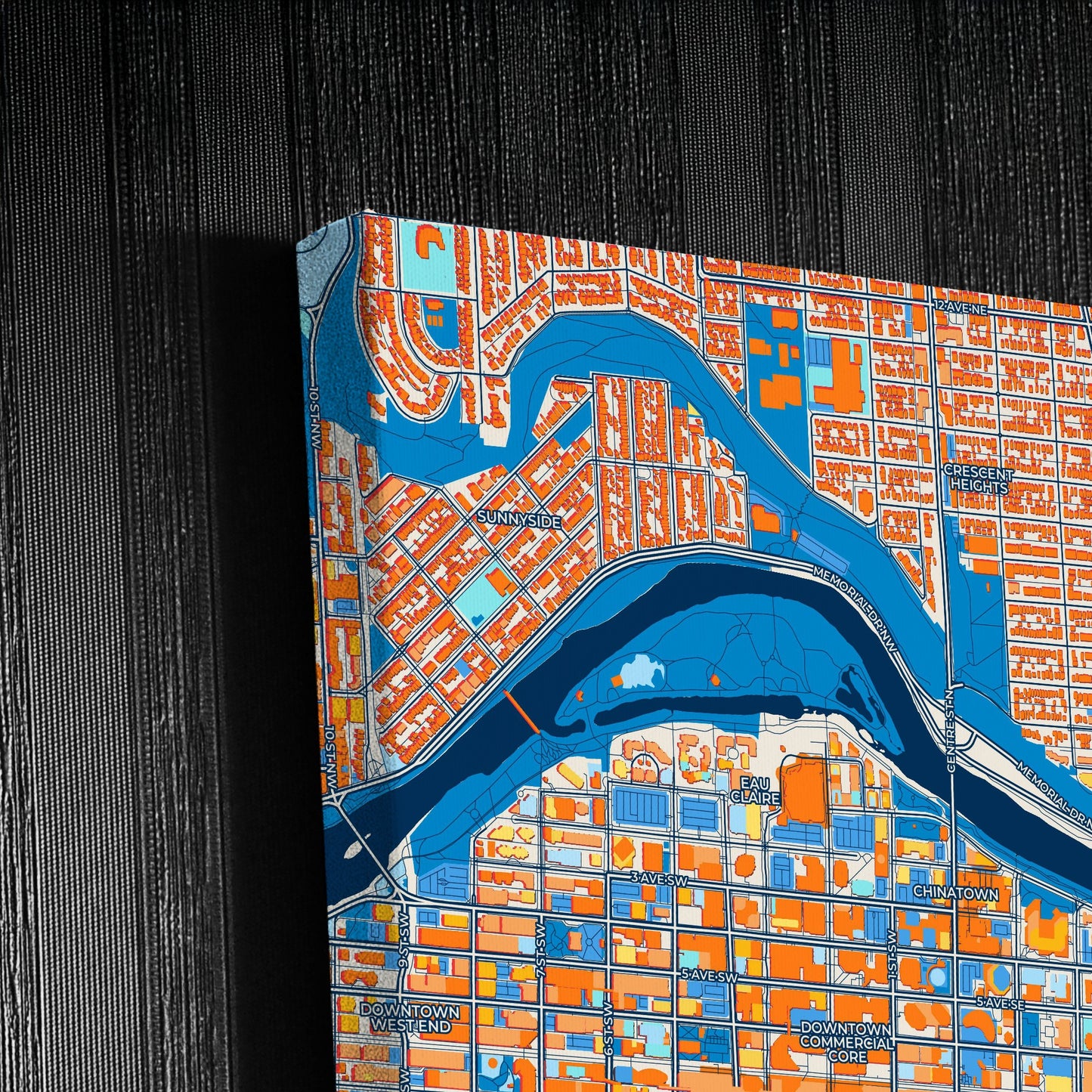 Calgary Canada Colorful City Map Canvas Print Detail