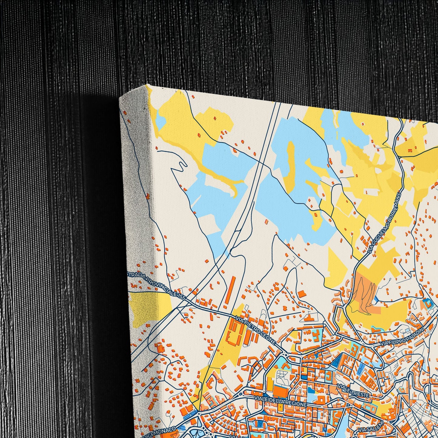 Caltanissetta Italy Colorful City Map Canvas Print Detail