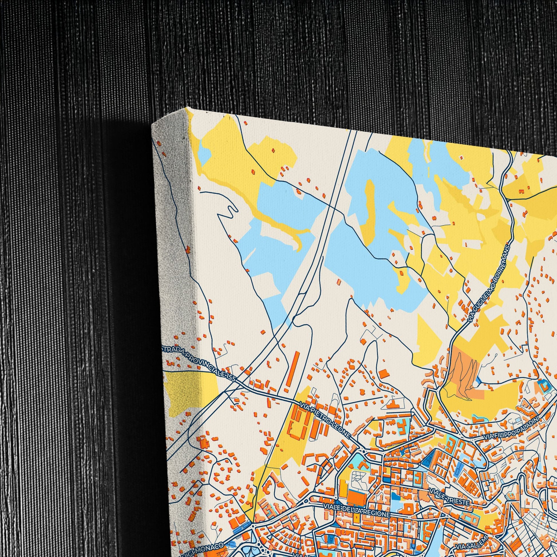 Caltanissetta Italy Colorful City Map Canvas Print Detail